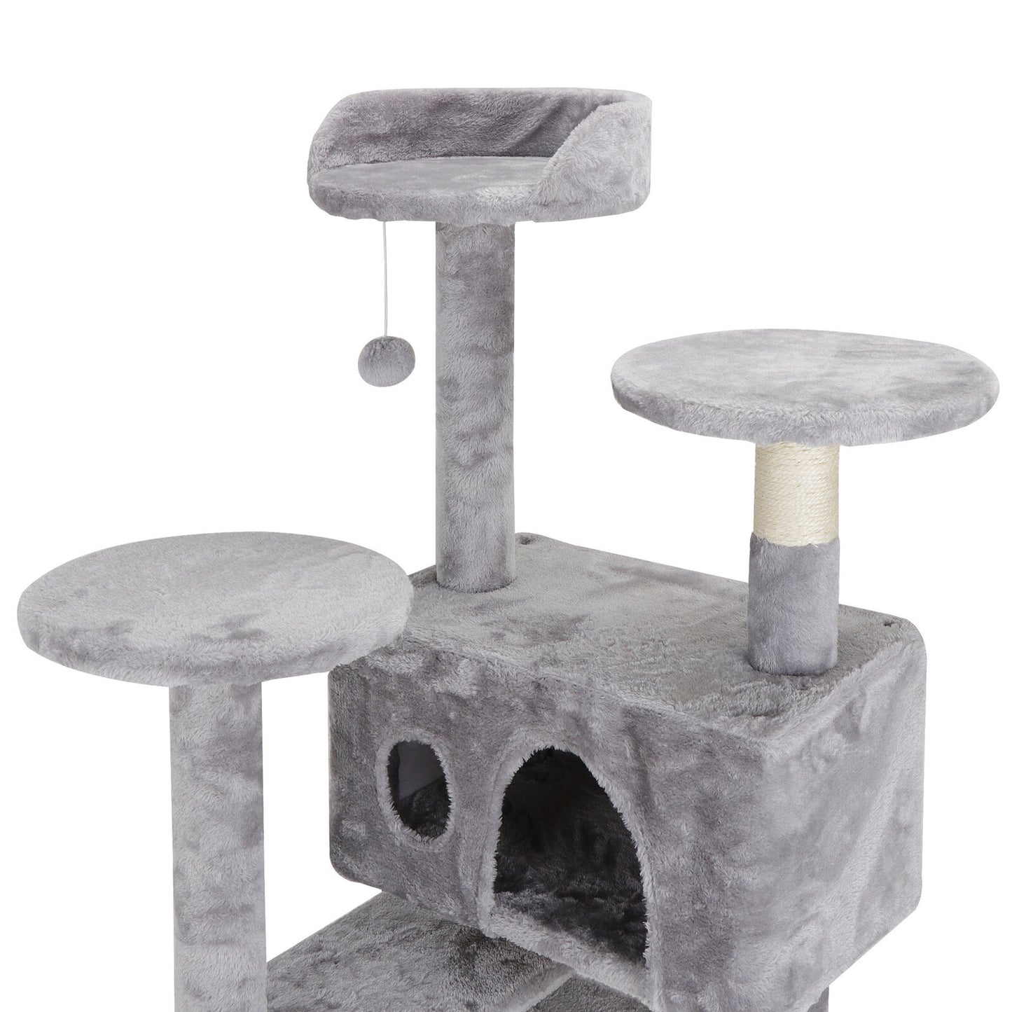 53" Cat Tree Scratching Post Condo Activity Tower Playhouse W/ Cave & Ladders