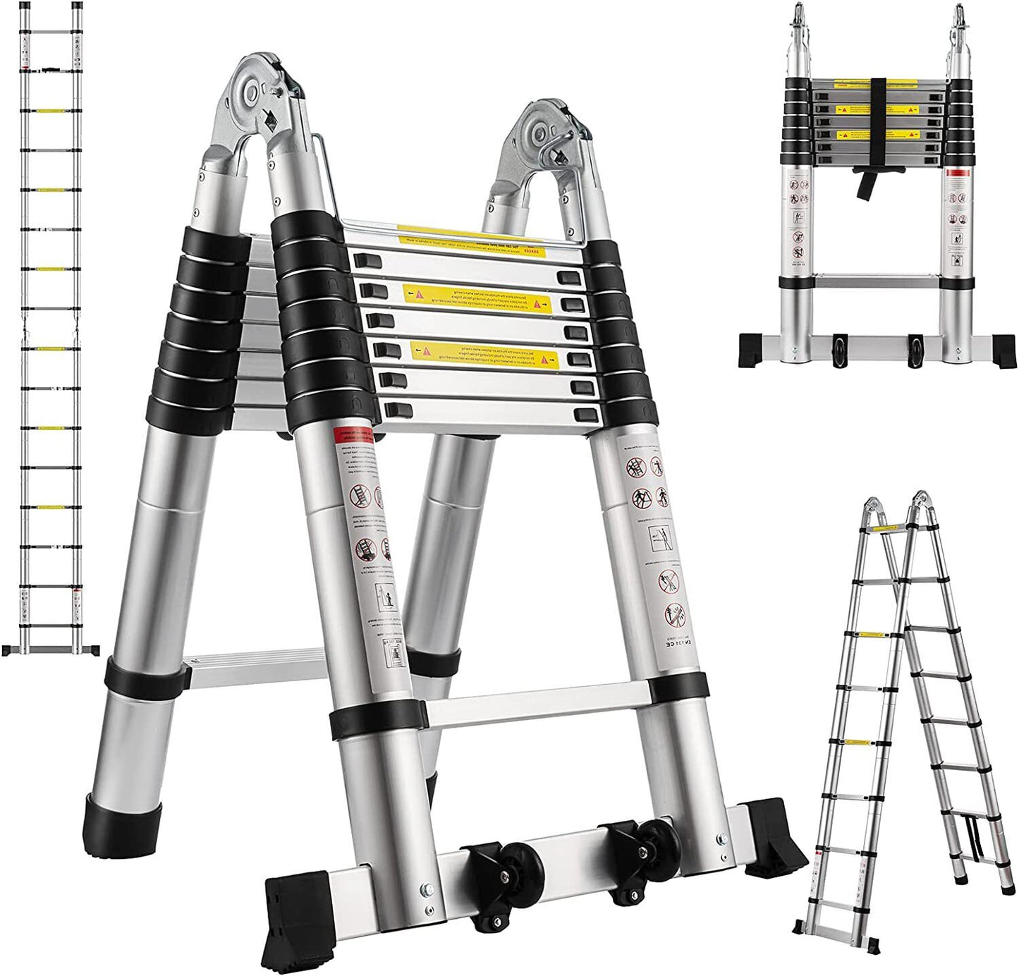 16.5FT A-Frame Heavy Duty Multi-Purpose Aluminium Telescopic Ladder Extendable