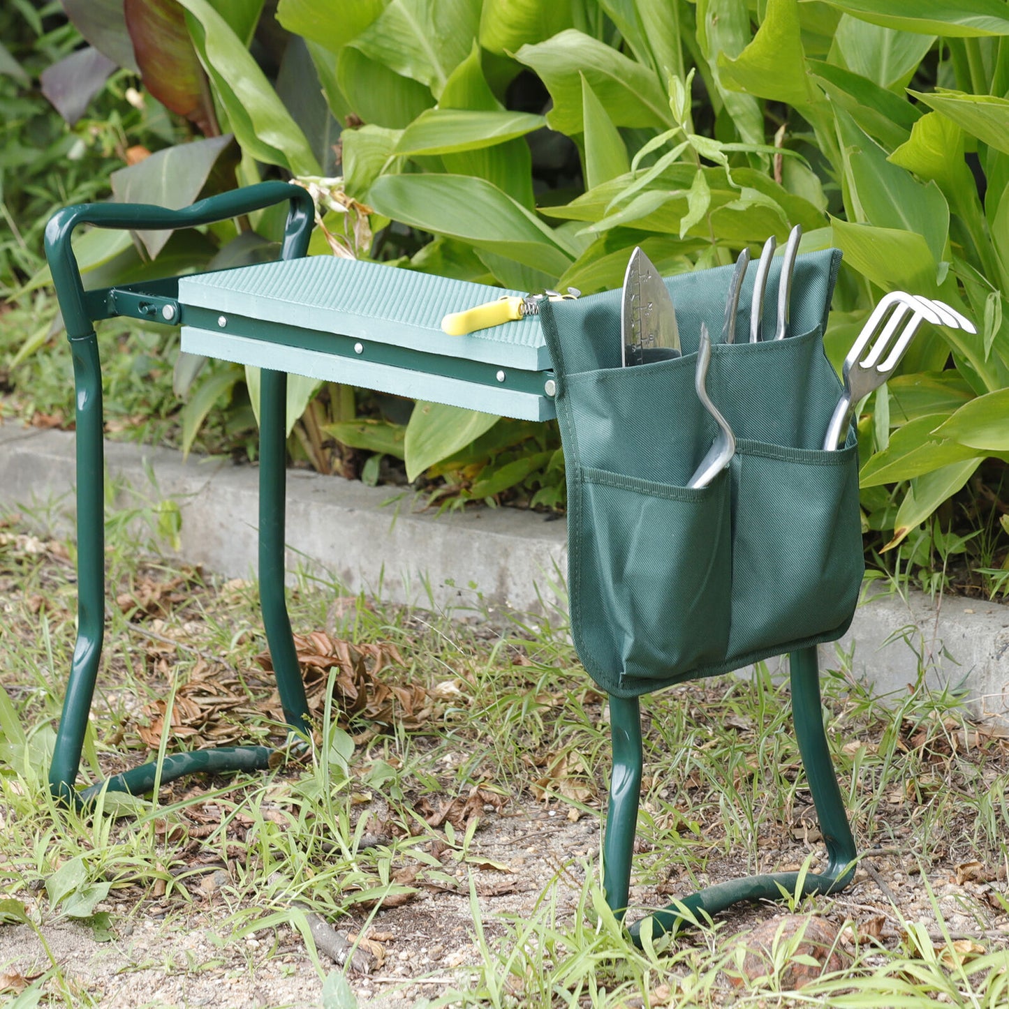 Folding Garden Kneeler Green Spring Soft Eva Pad Seat Bench Kneeling