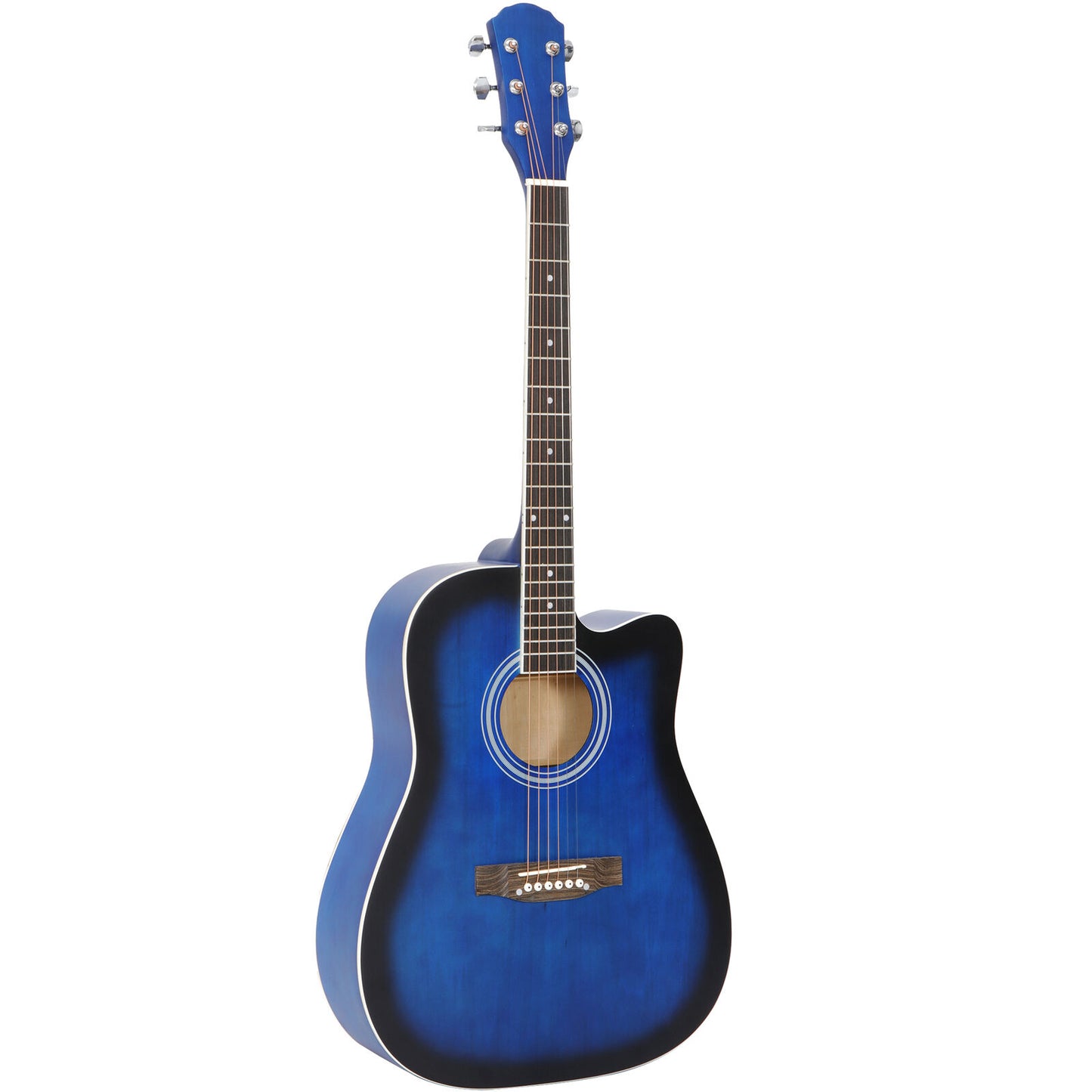 41" Blue Full Size Beginner Acoustic Guitar Set with Case Strap Capo Strings