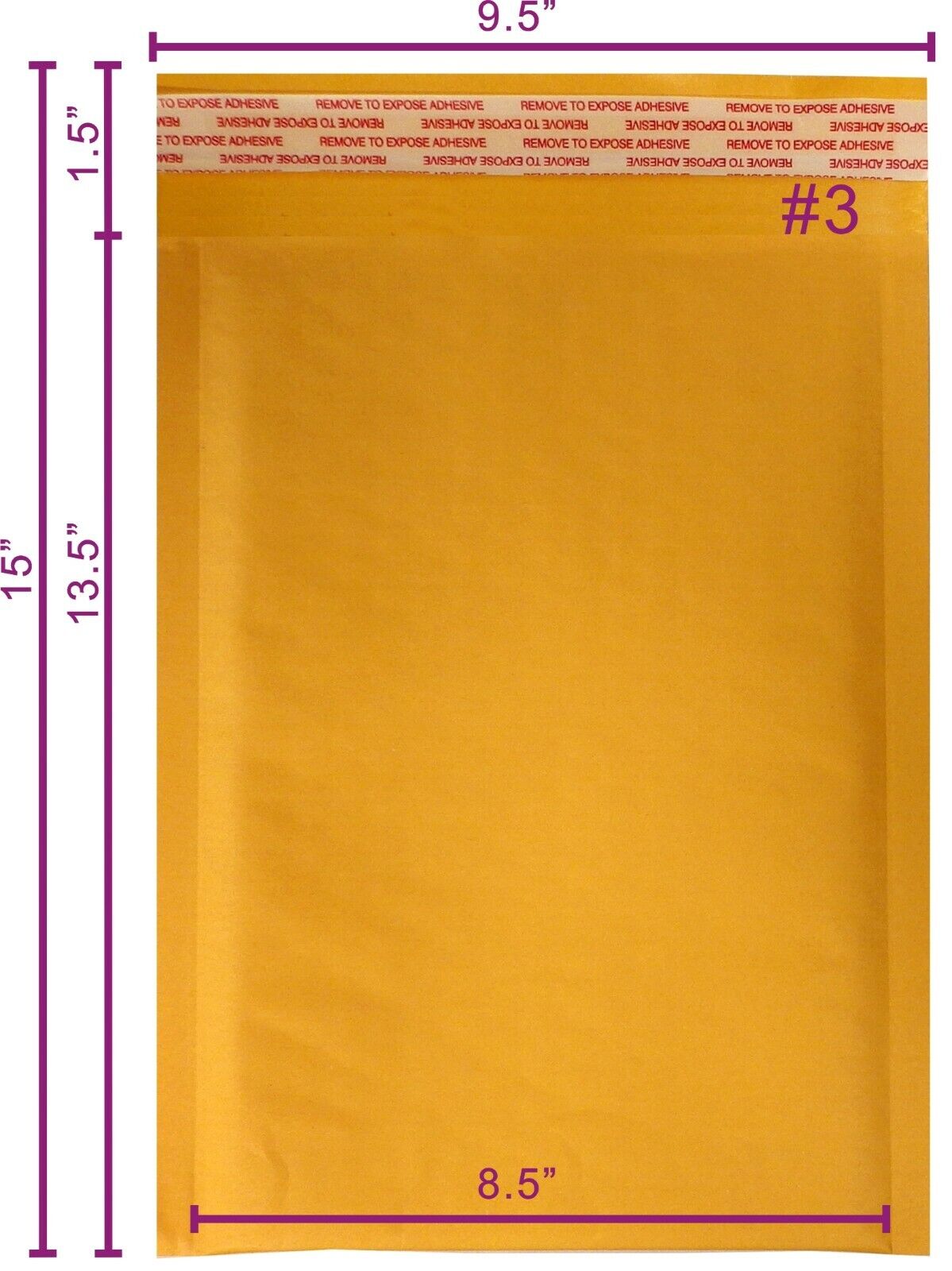 PolycyberUSA  200pcs #3 Kraft Bubble Envelopes Mailers  (Inner 8.5x13.5)