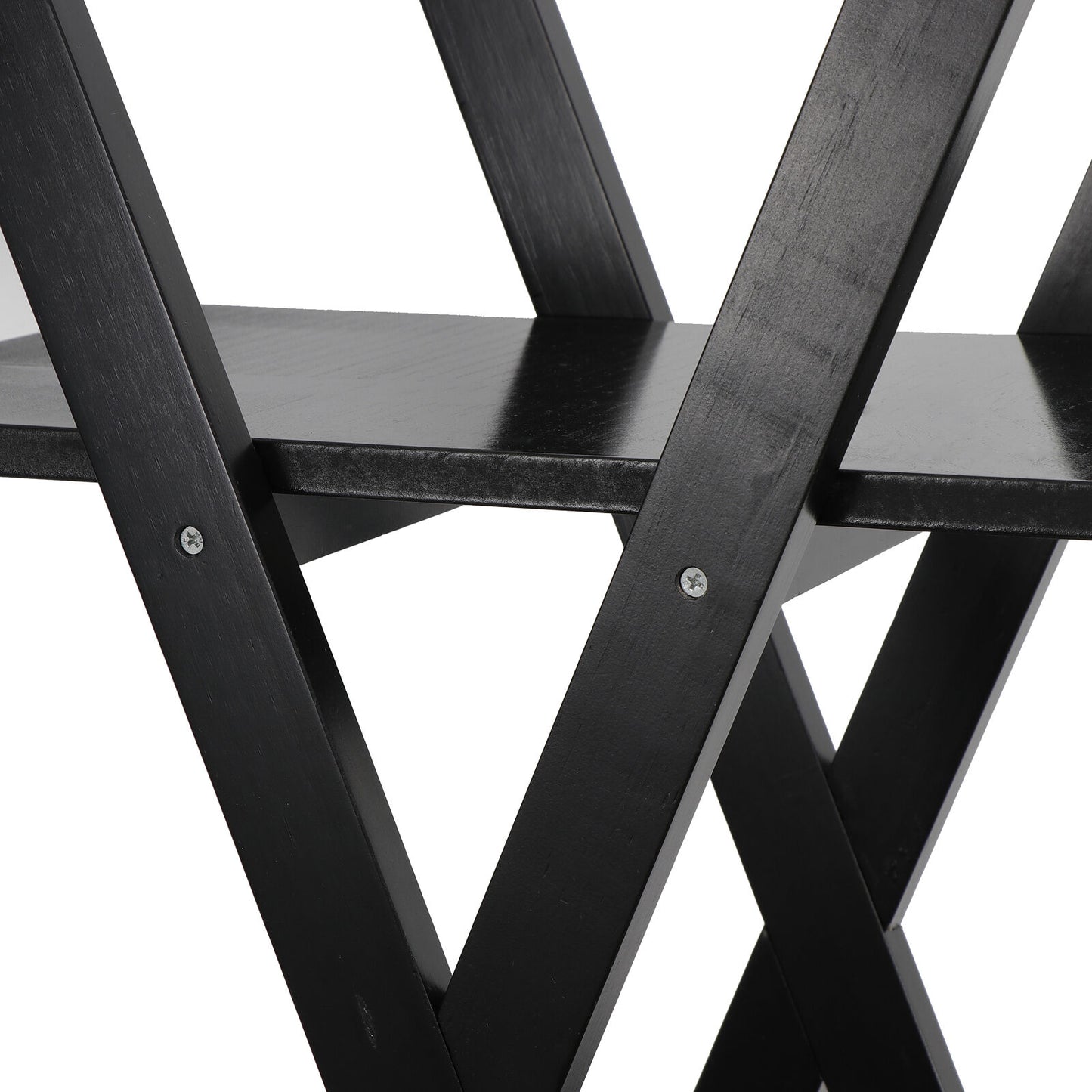 4 Tier Bookshelf Black Wood Ladder Plant Display Oxford A Frame Furniture