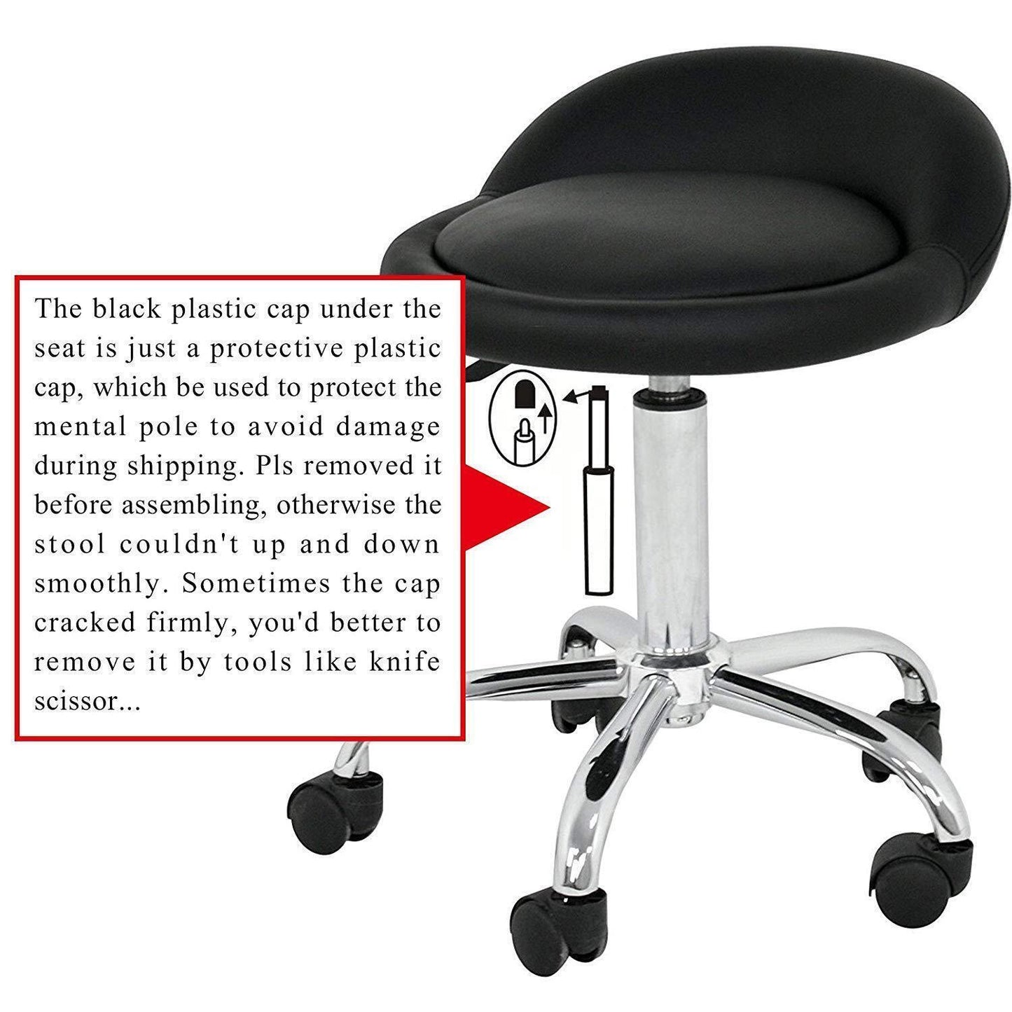 Hydraulic Rolling Swivel Stool Salon Spa Tattoo Chair Facial Massage Adjustable