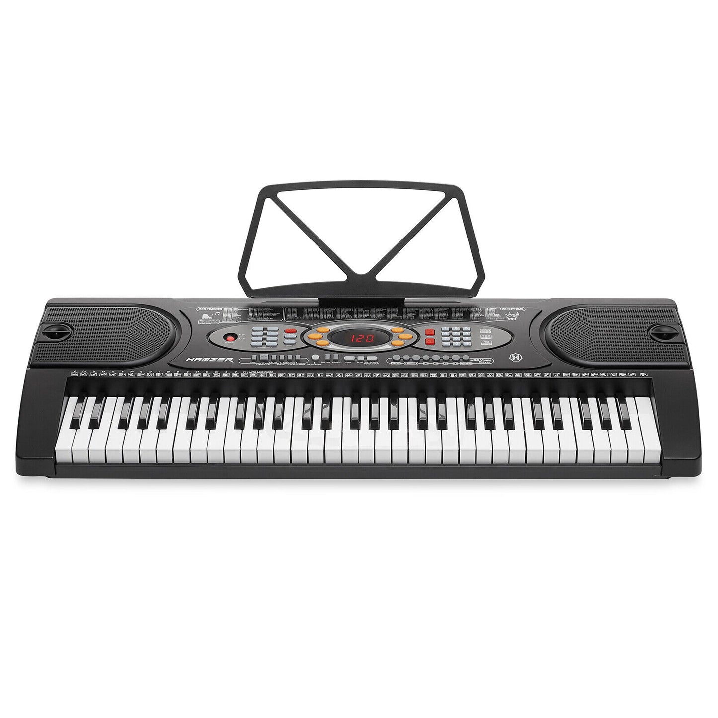 61-Key Electronic Keyboard Portable Digital Music Piano with USB, Mic, and Stand