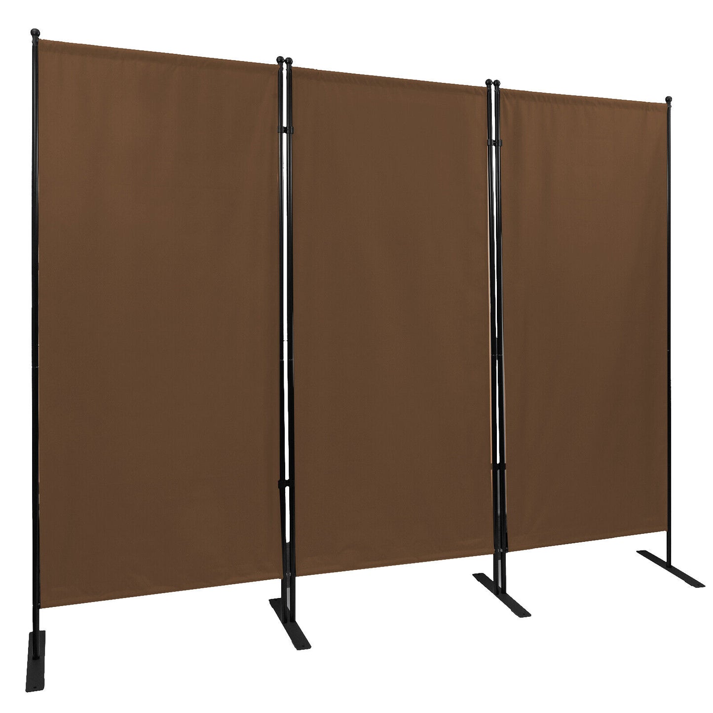 88"x71" 3-Panel Room Divider Privacy Folding Screen Home Office Fabric Brown