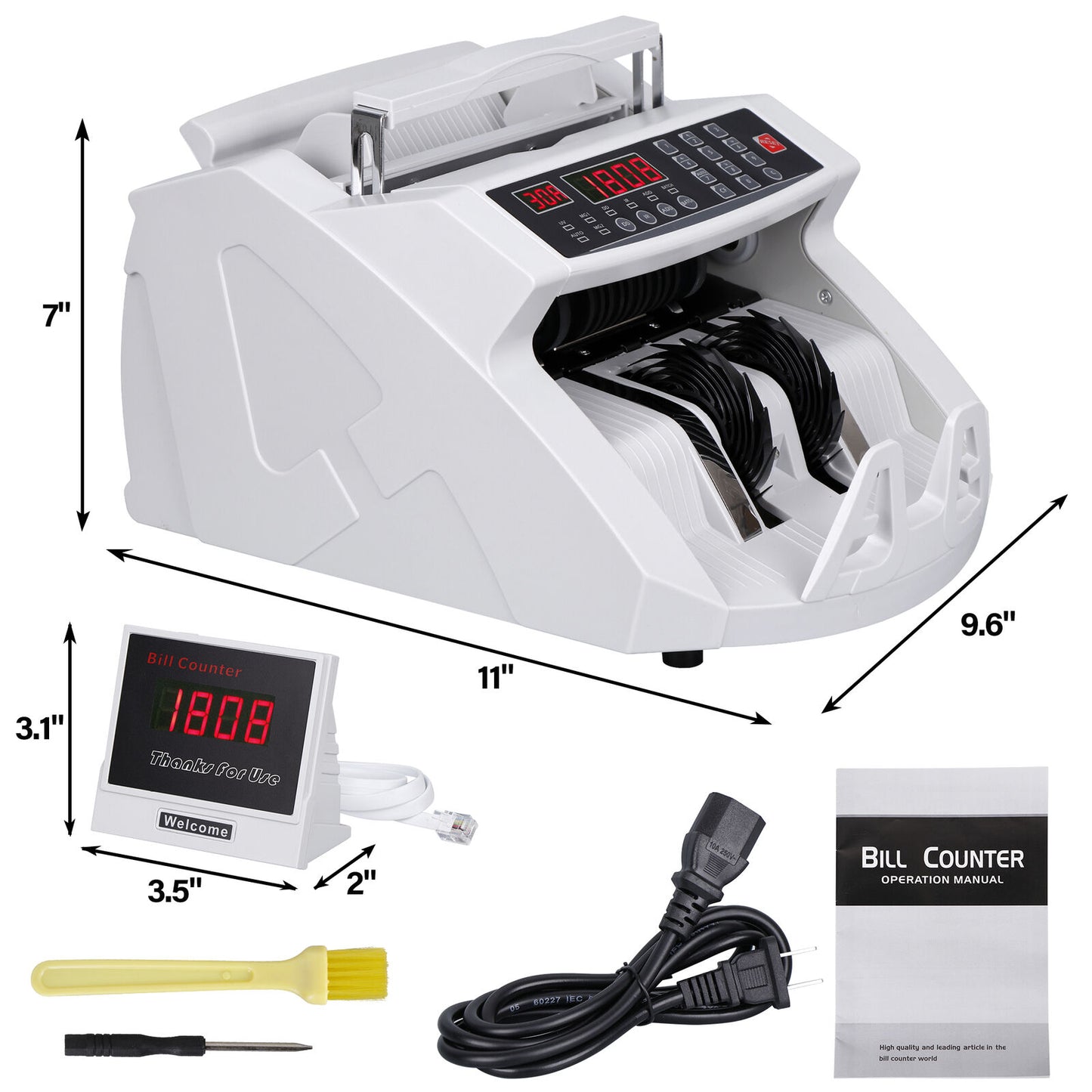 Money Counter Bill Cash Currency Counting Machine UV MG Counterfeit Detector USD