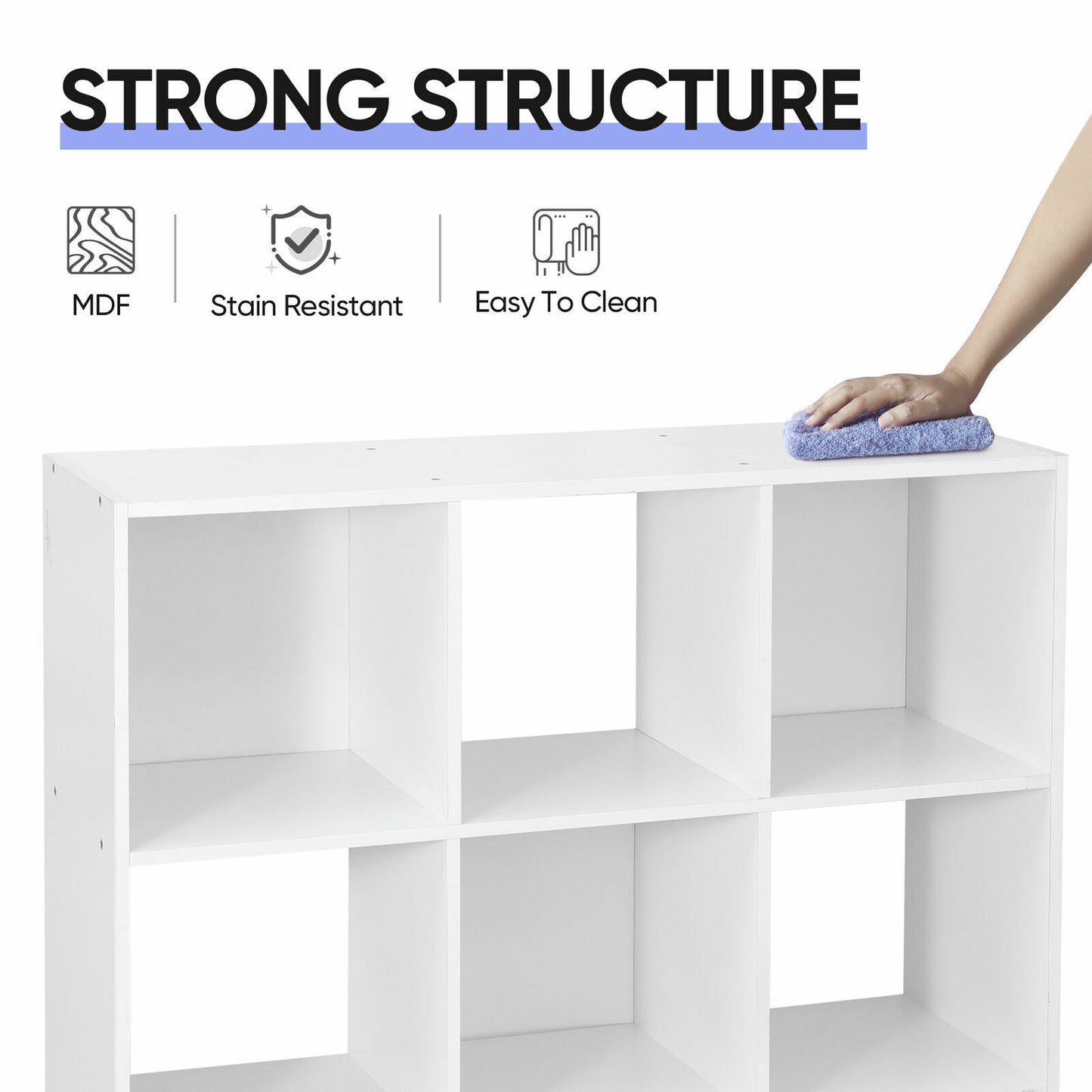9-Cube White Closet Organizer Storage Shelves Save Space Study Bookshelves