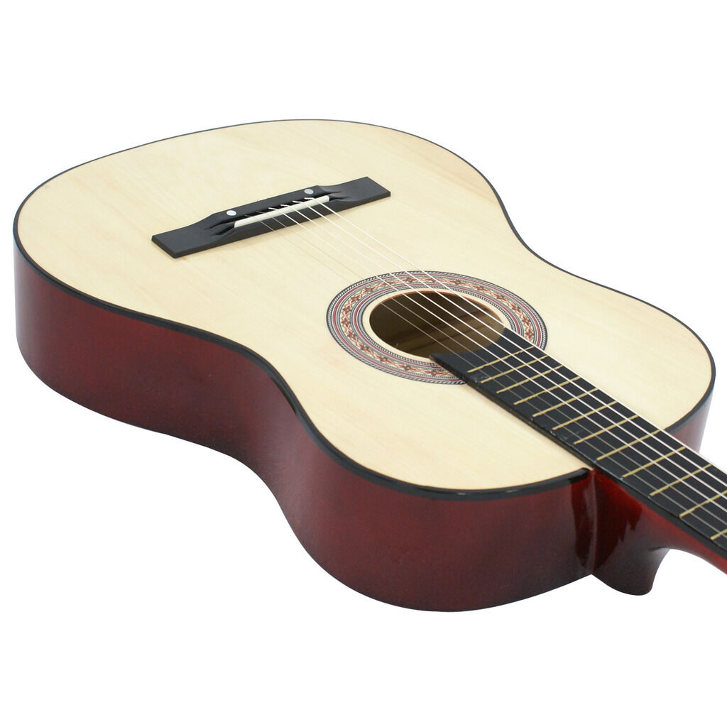 38"  Beginners Acoustic Guitar With Guitar Case, Strap, Tuner and Pick NATURAL