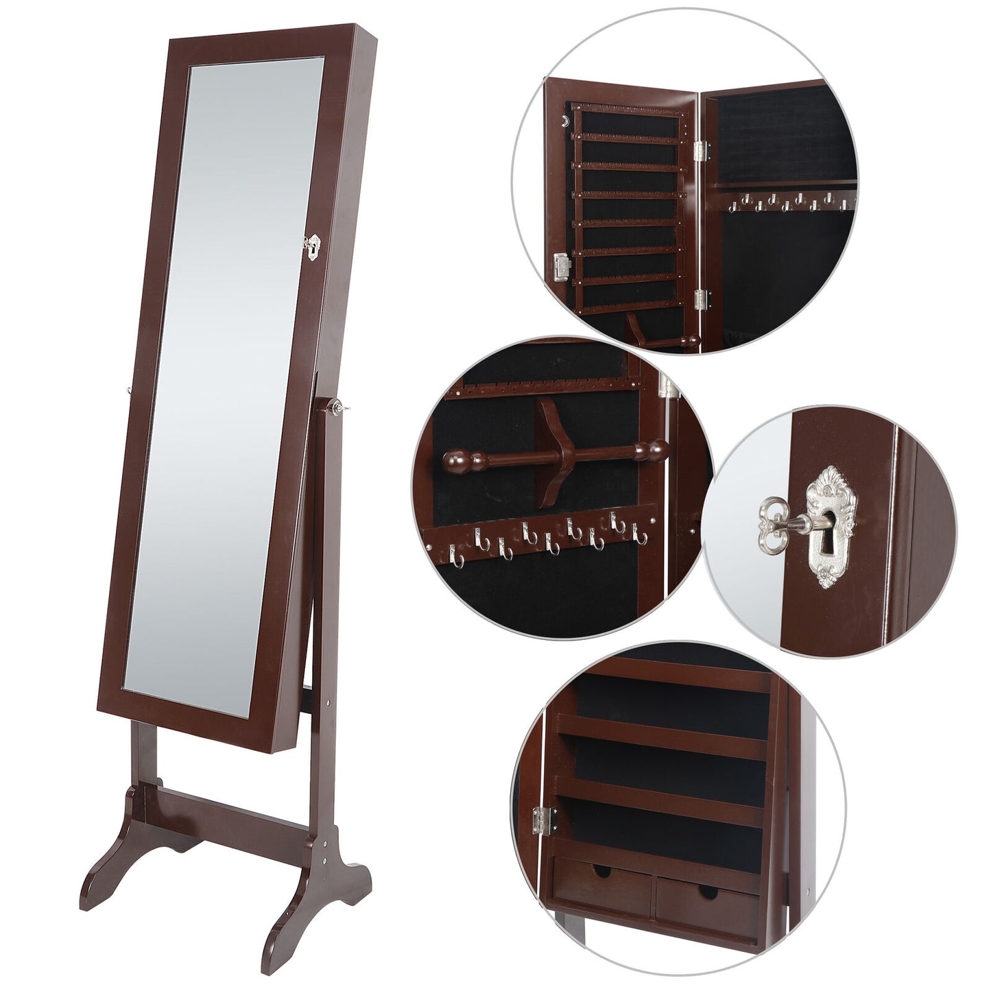 Jewelry Cabinet Armoire with Beveled Edge Mirror Gorgeous Jewelry Organizer