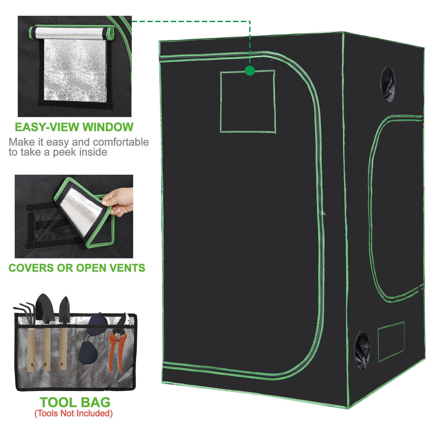 48"x48"x80" Grow Tent Box Seed Room Hydroponic with Window and Floor Tray Indoor