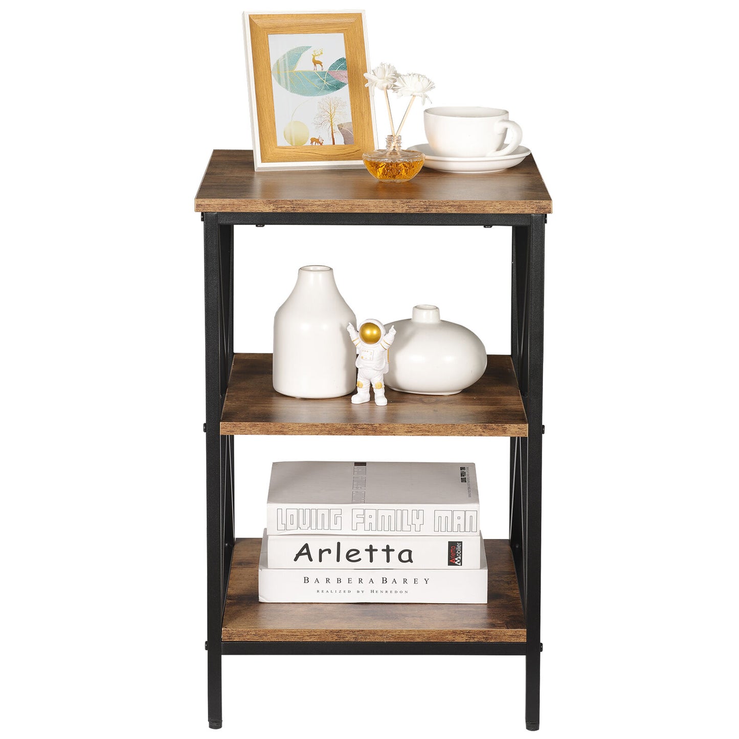 Versatile Side/End Table with Storage Shelf Nightstands for Living Room Bedroom