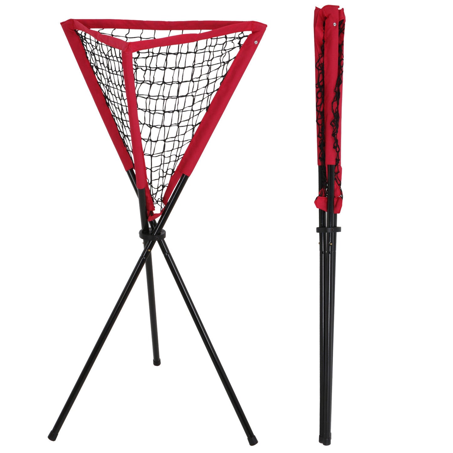 7x7 Hitting Baseball Softball Practice Net Bundle with Red Bag + Ball Caddy