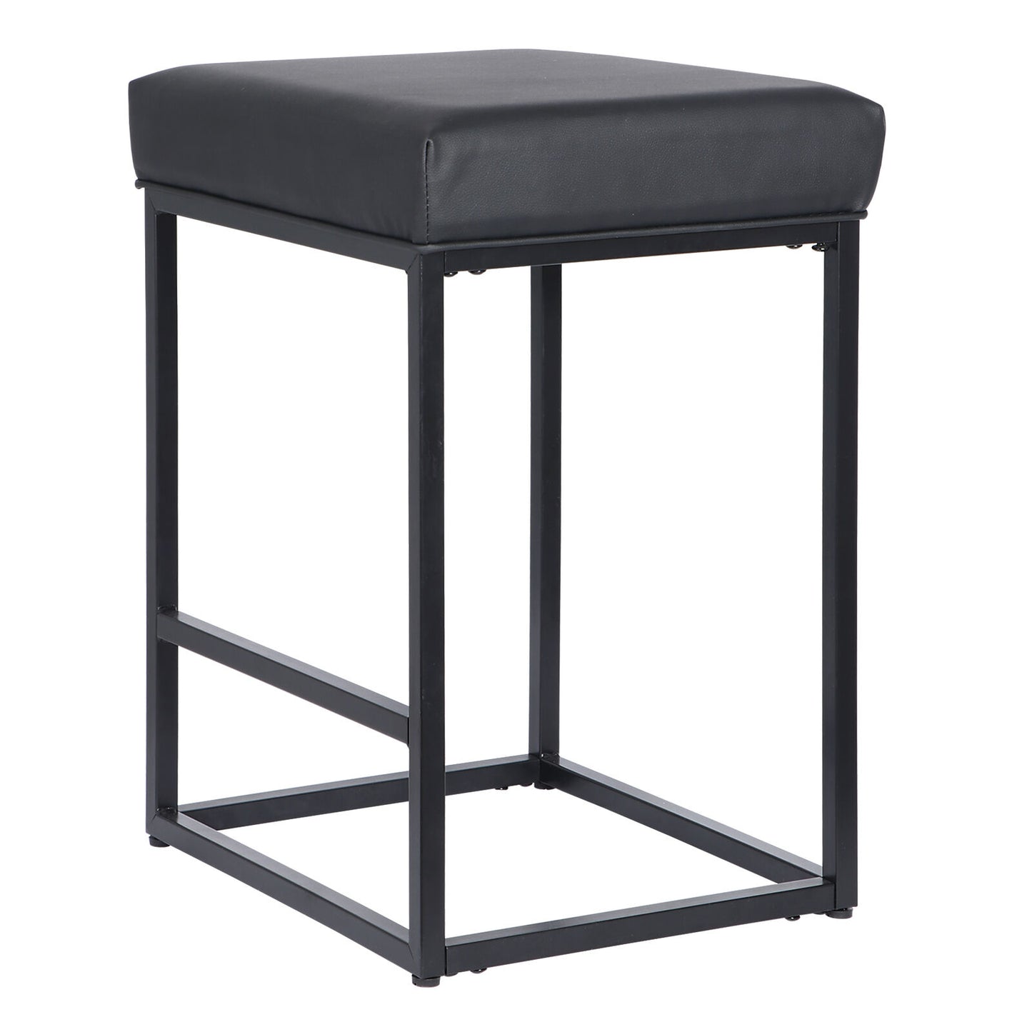 Black Counter Height 24" Bar Stools Set of 2 for Kitchen Counter Backless Modern