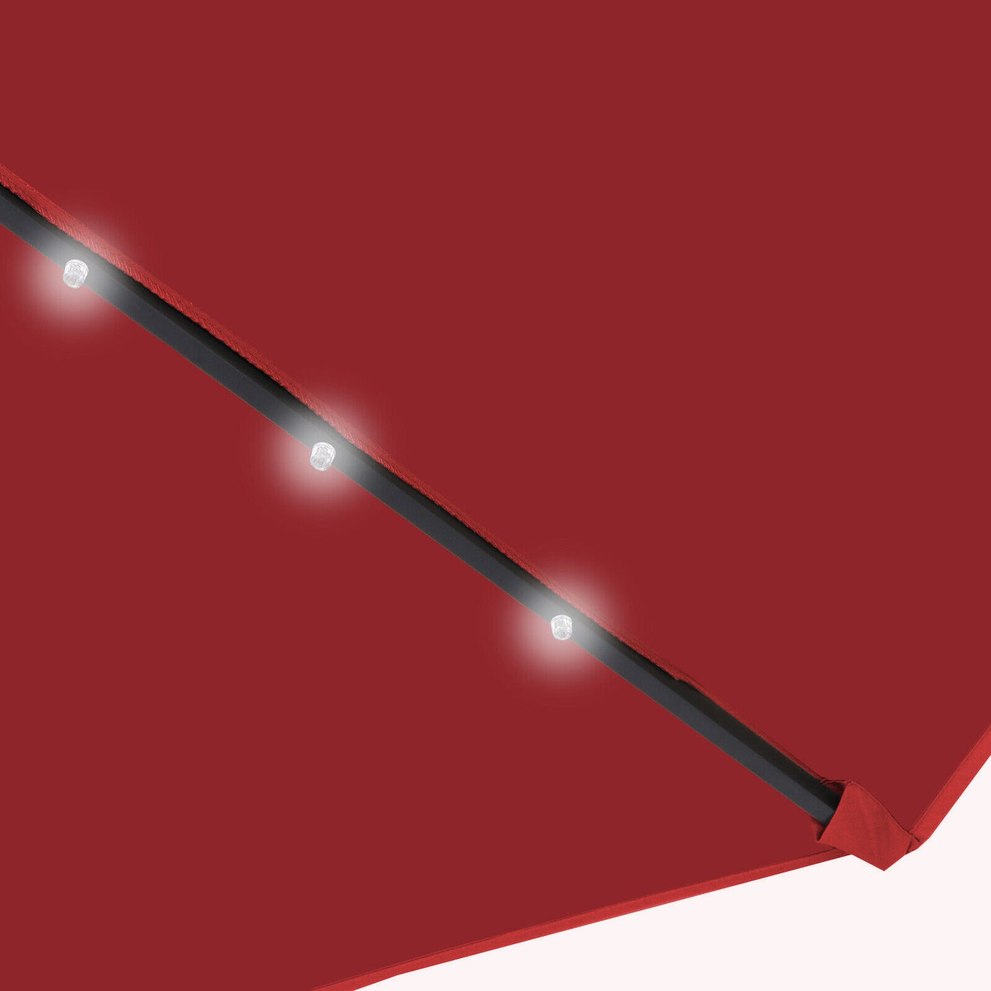 Sunshine Outdoor 10ft Solar Umbrella - 32 LED Light Aluminium Red Tilt Cover