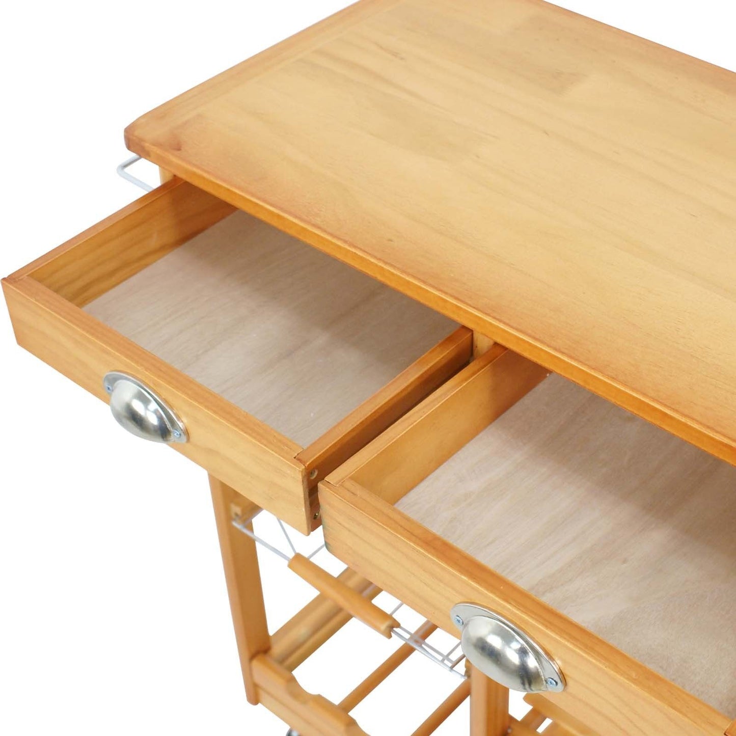 Wooden Kitchen Utility Island Cart w/ Shelves Drawers Trolley Storage Rack