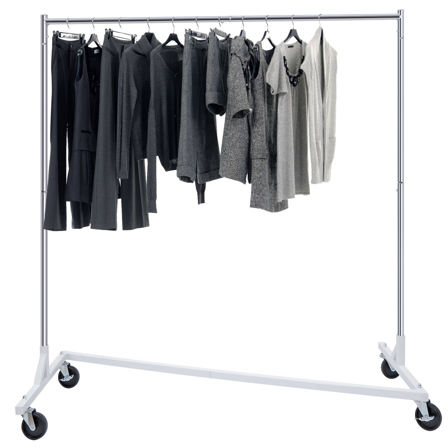Heavy Duty Metal Rolling Clothes Garment Rack Collapsible Clothing Stand Wheels