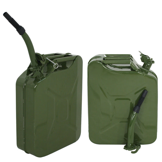 New 20L 5Gallon Military Style Jerry Green Can Tank Storage Steel 2pcs