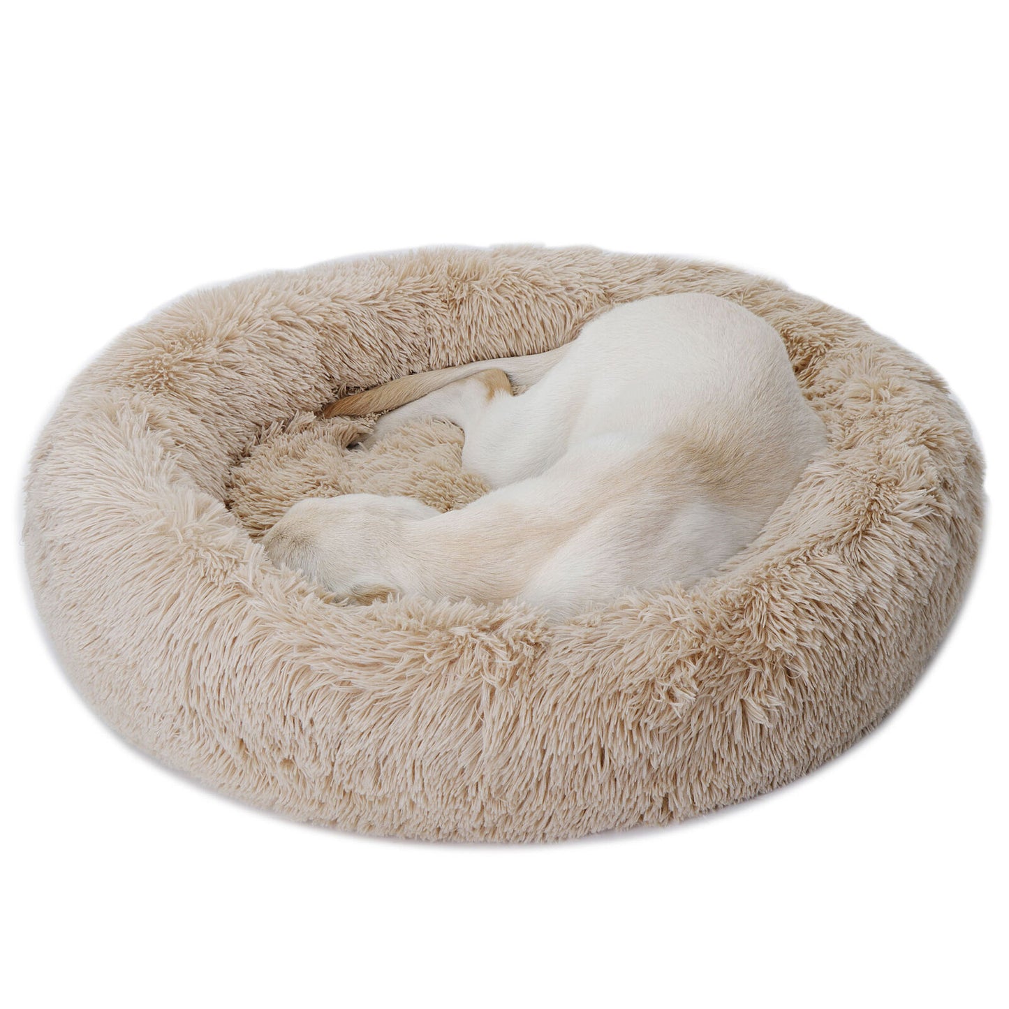 Fur Donut Cuddler Pet Calming Bed Dog Beds Soft Warmer Medium Small Dogs Cats