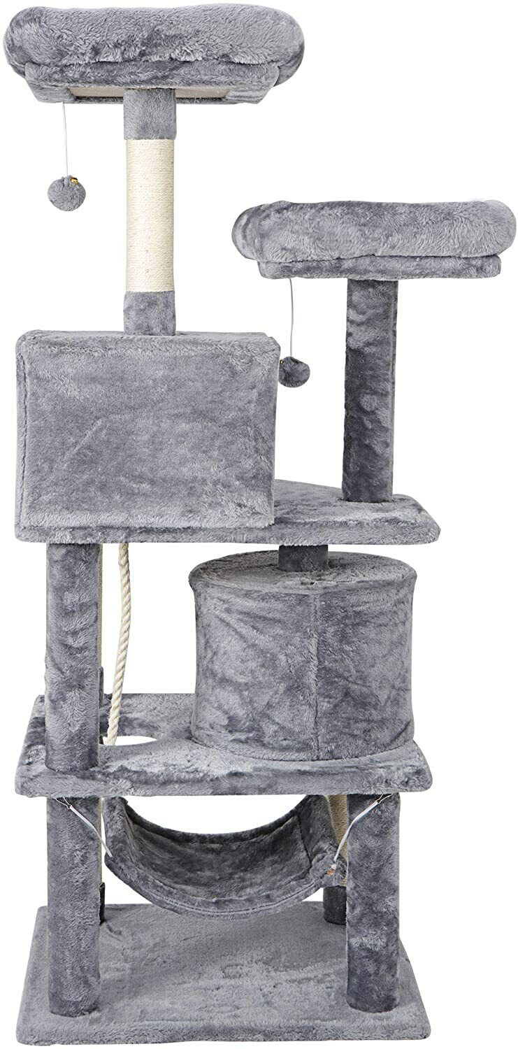 57" Cat Tree & Condo Scratching Post Tower Kitten Activity Play House Gray