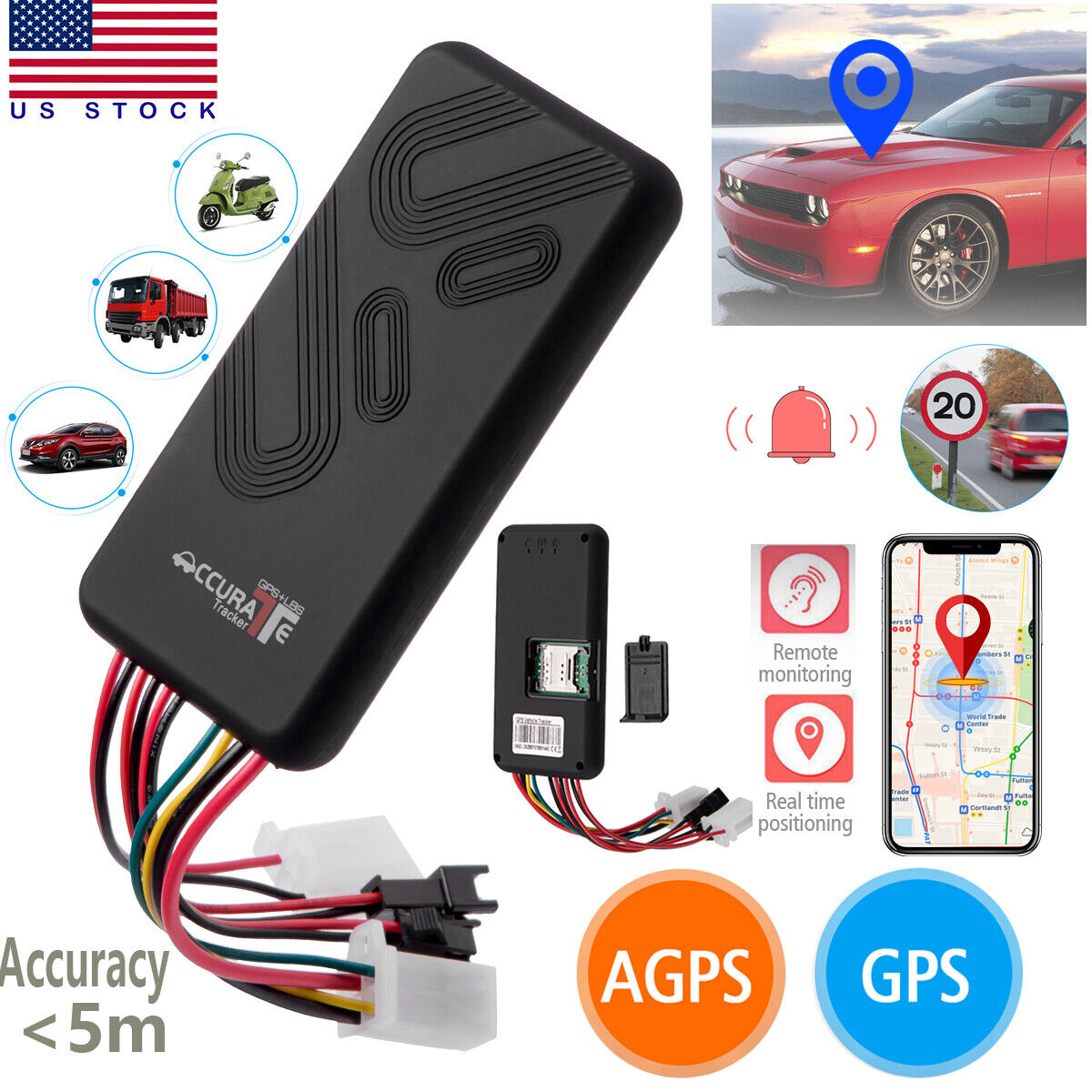 Car GPS Tracker Real Time Tracking Device GSM SIM GPRS Locator for Truck Vehicle