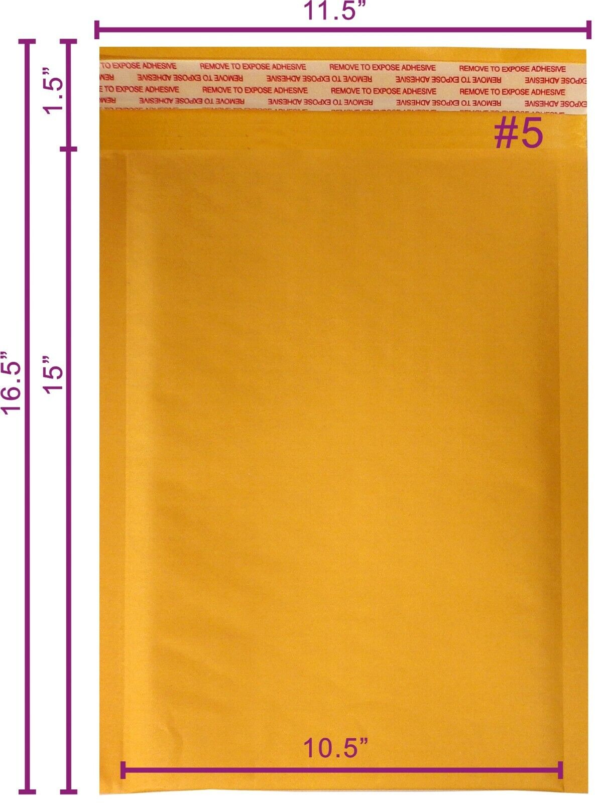 PolycyberUSA 100pcs #5 Kraft Bubble Envelopes Mailers  (Inner 10.5x15)