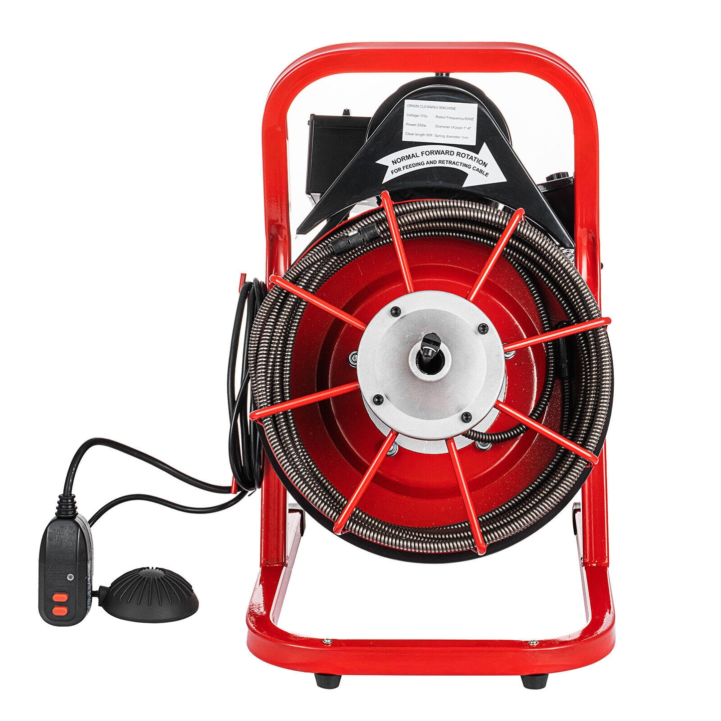 Electric 50'x3/8" Drain Auger Cleaner Sewer Snake Cleaning Machine W/ 5 Cutters