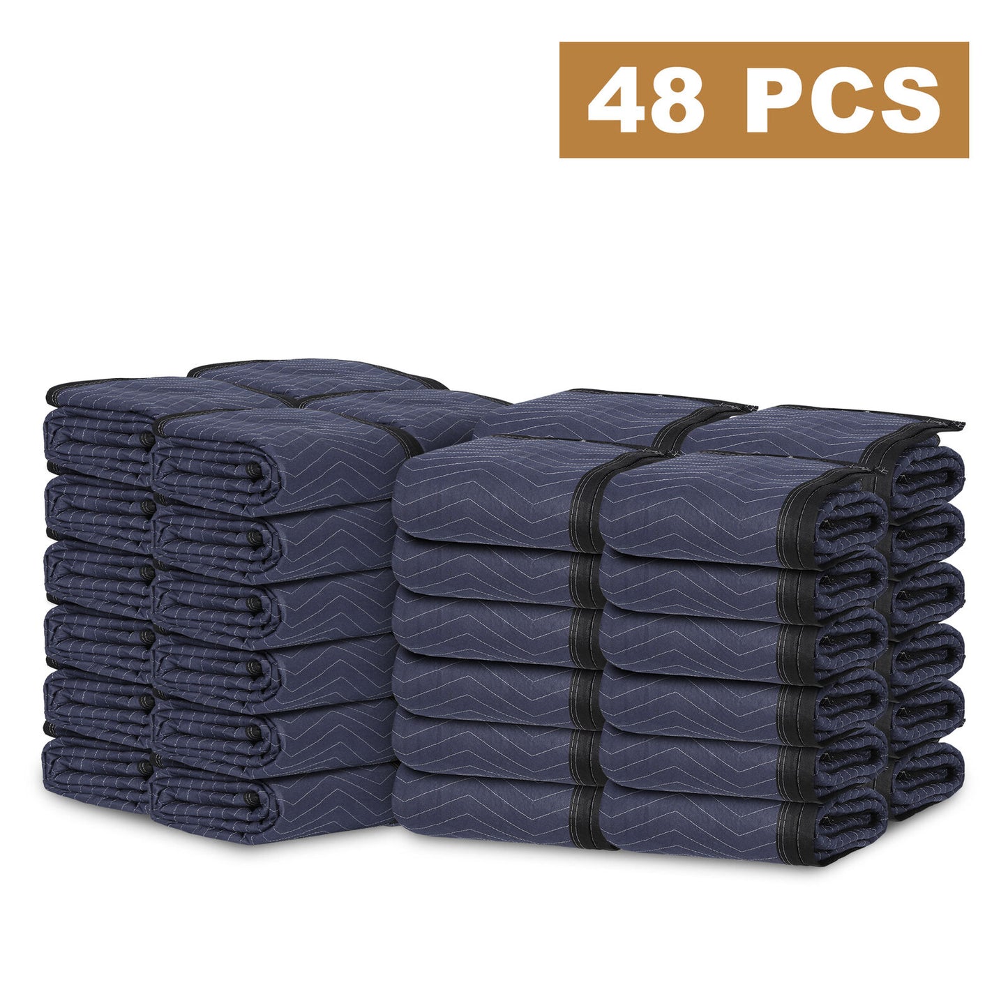 48 Moving Blankets 80"x72" Protective Shipping Packing Pads Furniture Blue/Black