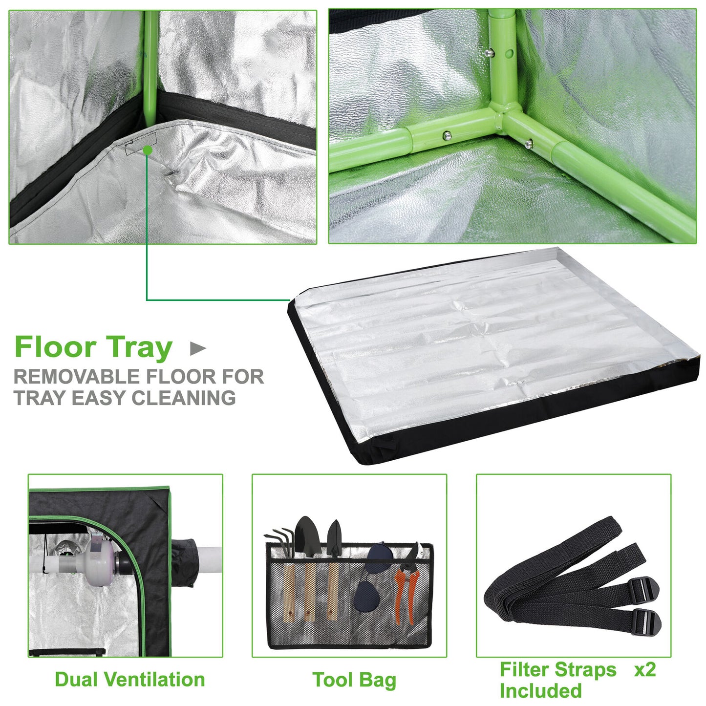 48"x48"x80" 100% Reflective Mylar Non Toxic Hydroponic Grow Tent Indoor Room