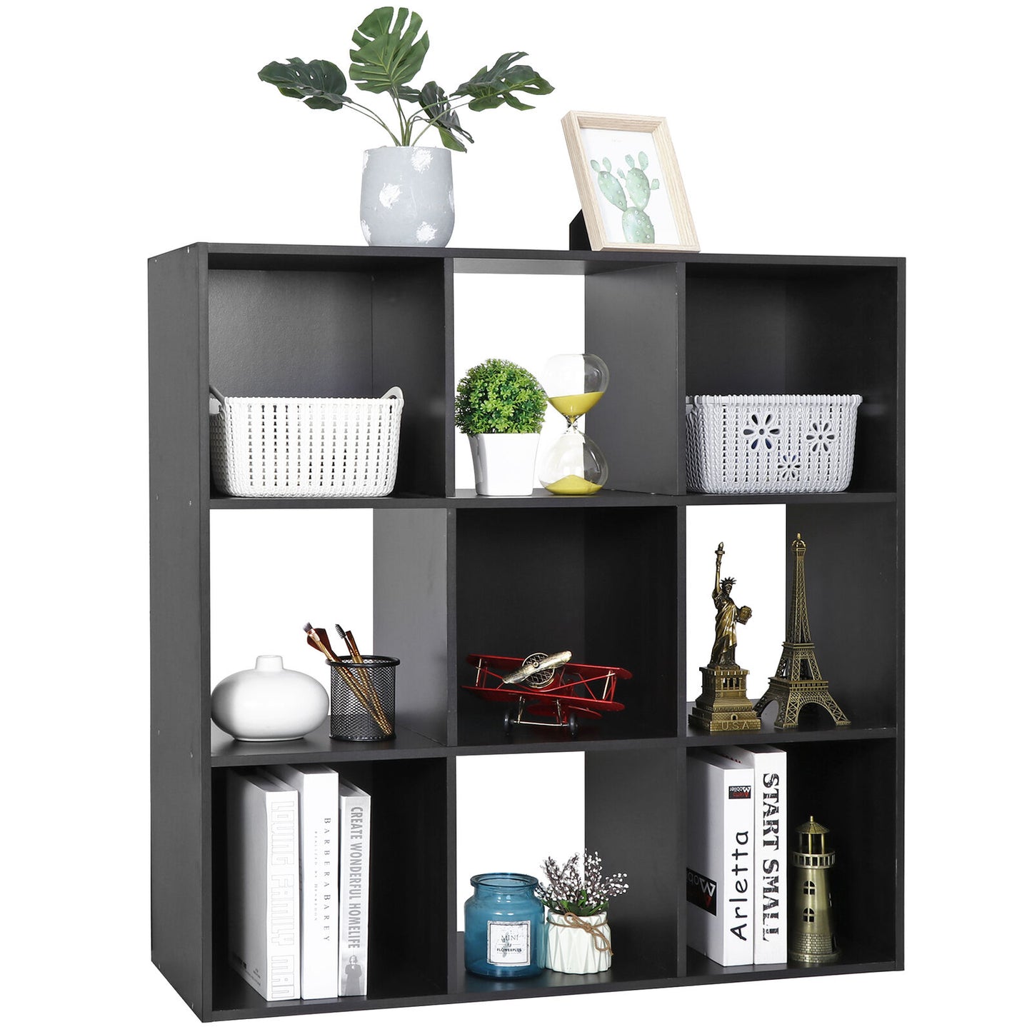 3-Tier 9 Cube Storage Organizer Cabinet Bookshelf W/ Back Panels for Living Room
