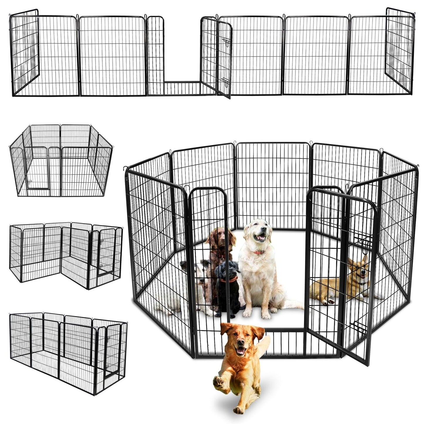 31.5 x 39" 8 Panel Exercise Fence Metal Dog Playpen Multiple Shape Safe For Pet