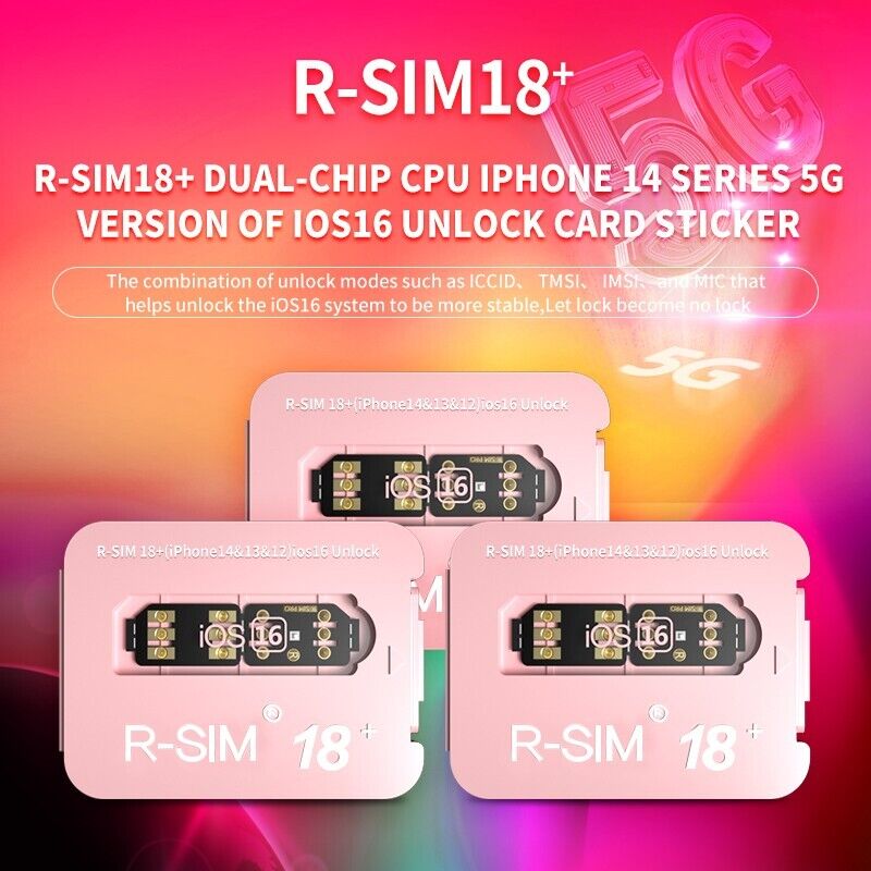 R-SIM18+ RSIM 18+ Nano Unlock Card For iPhone 14 Plus 13 12 11 Pro Max XR iOS 16