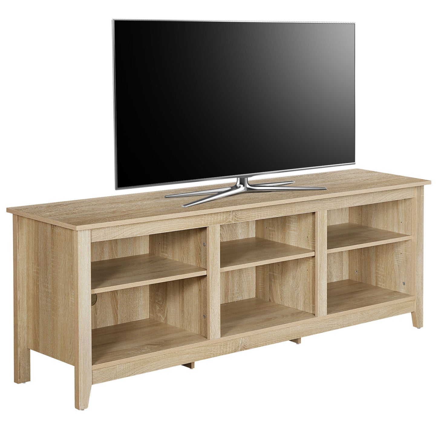 Classic TV Stand for TVs up to 80 Inches, 70 Inch 6 Cubby Storage Compartment