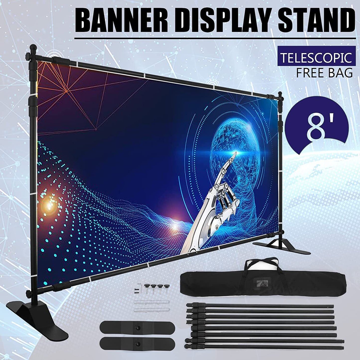 8x8 ft Backdrop Banner Stand Kit Adjustable Photography Step and Repeat Stand