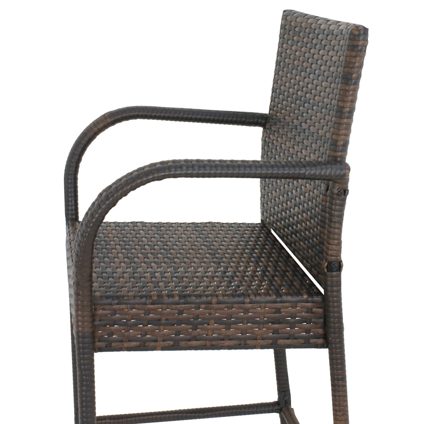 2PCS Rattan Wicker Bar Stool Outdoor Backyard Patio Furniture Chair with Armrest