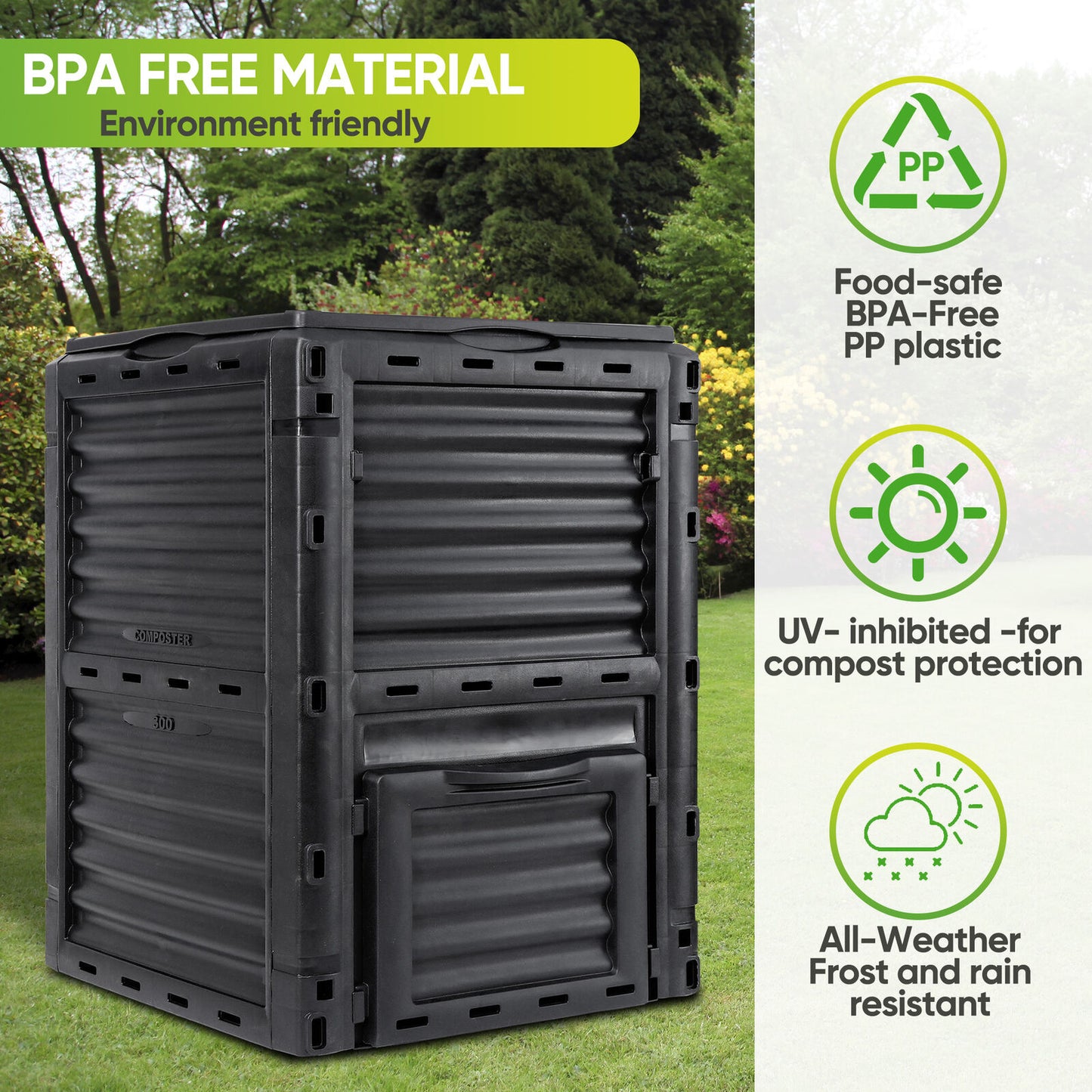 Garden Compost Bin 80 Gallon BPA Free Material Fast Creation of Fertile Soil
