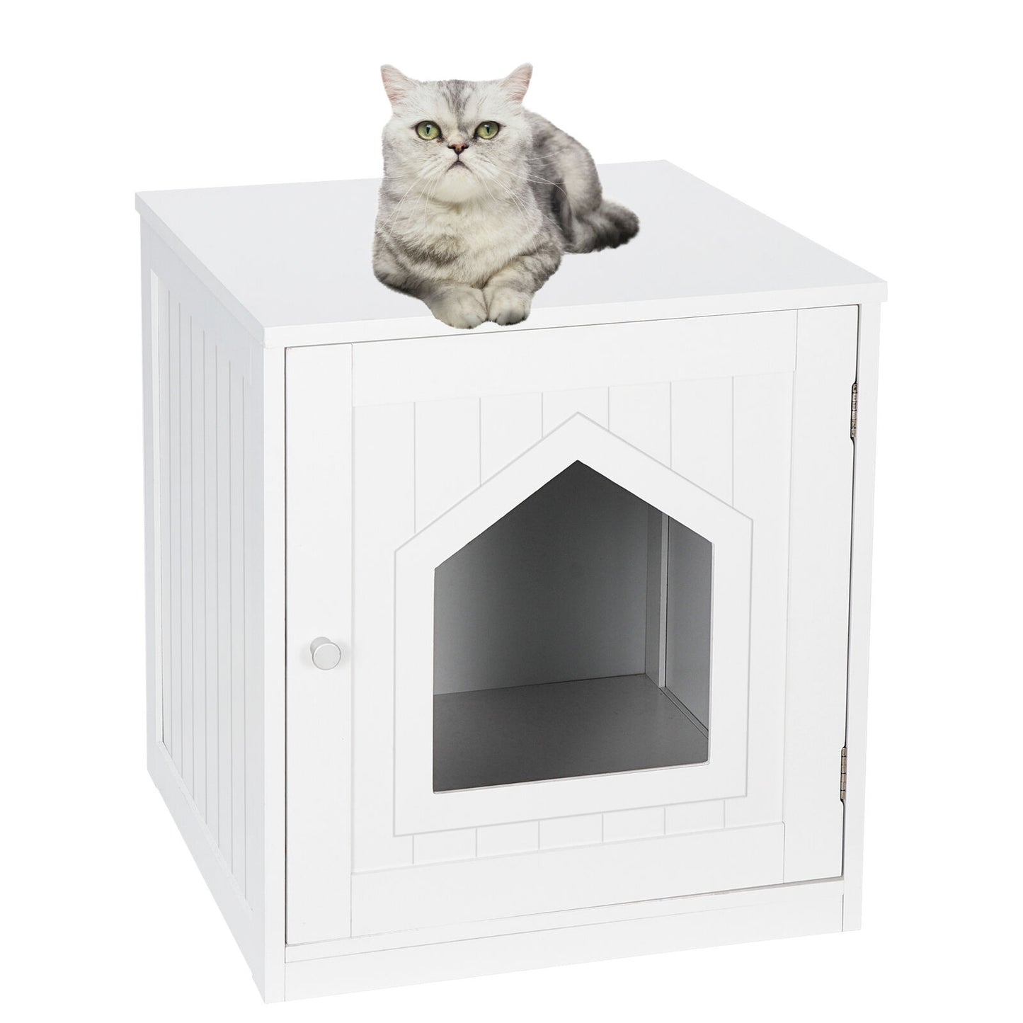 Decorative Cat House Side Table Cat Home Stand  Indoor Pet Crate Box