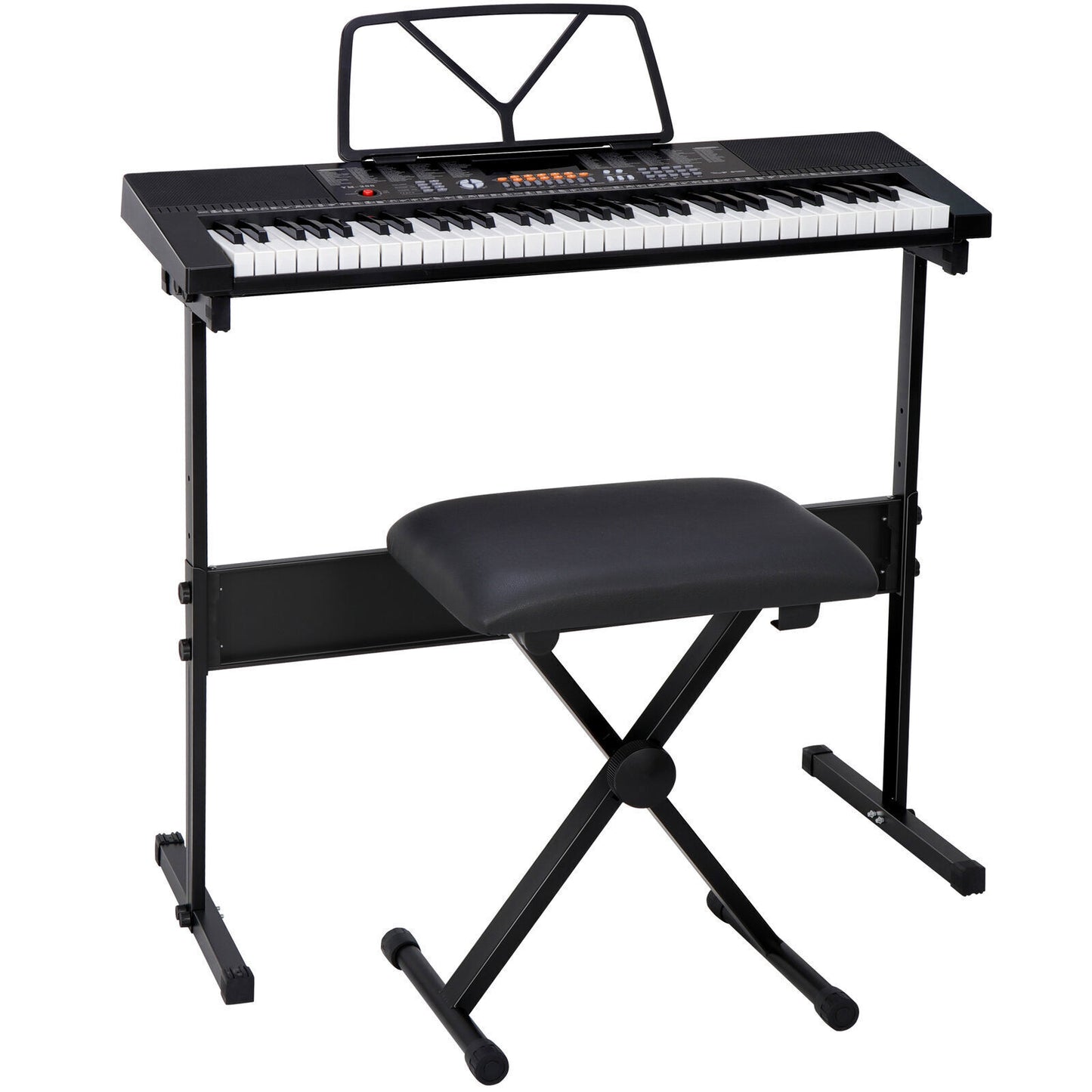 61 Key Electronic Keyboard Piano Adjustable W/Stand Stool Headphones Microphone