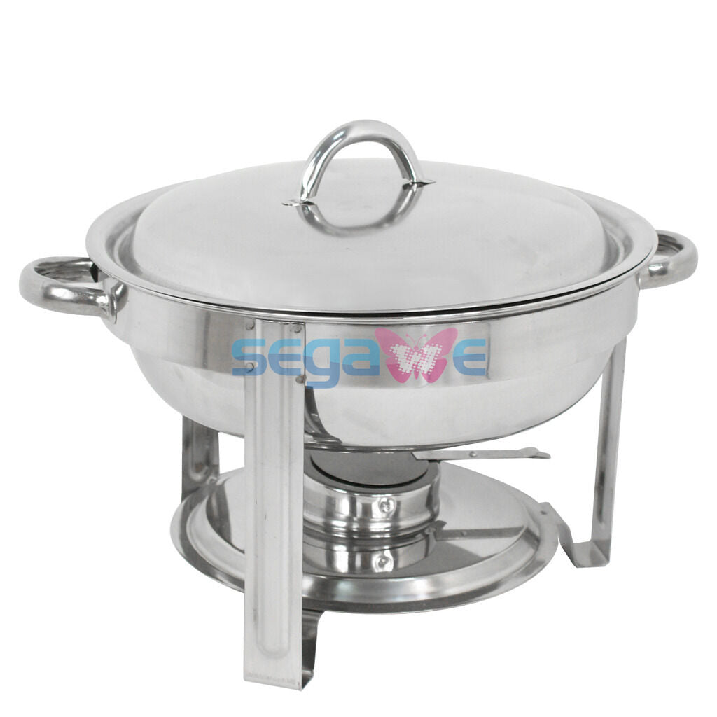Round Chafing Dish Stainless Steel Full Size Tray Buffet Catering New  5 Quart