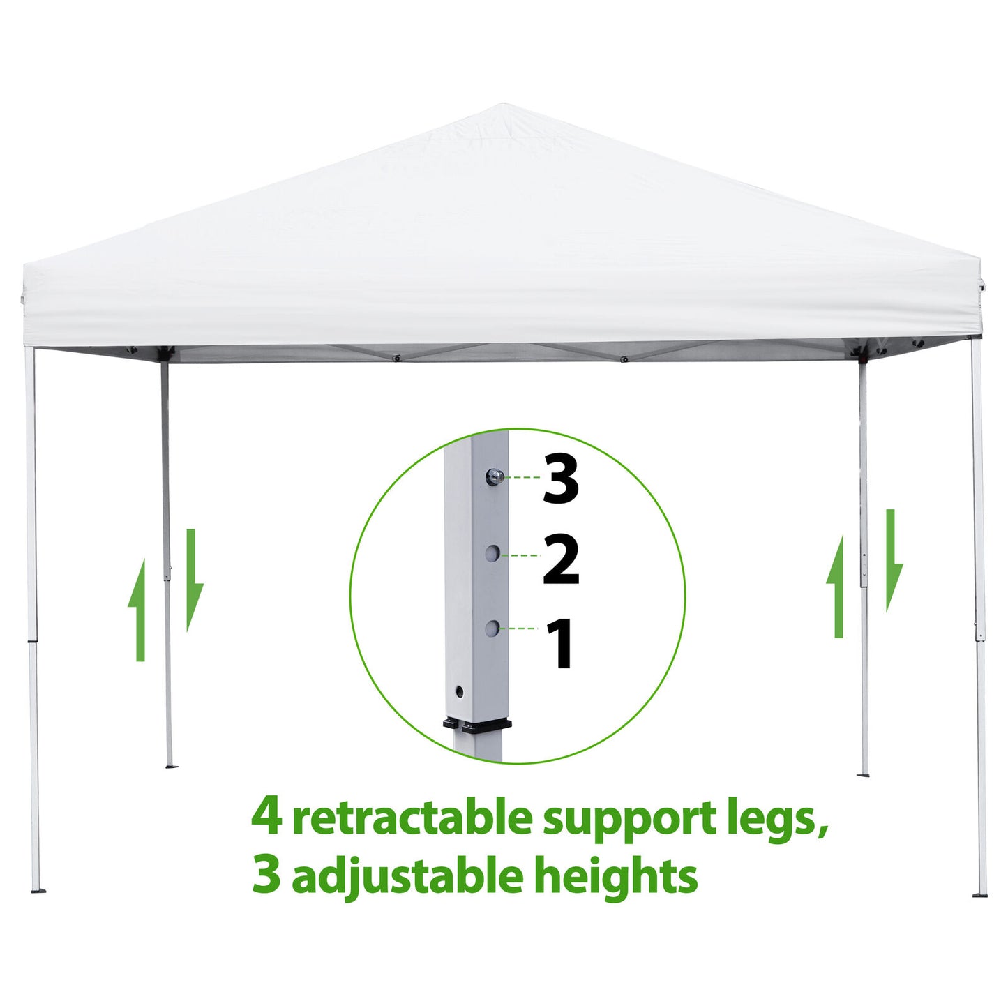 Durable 10x10 FT Pop-Up Foldable Waterproof Canopy Tent Adjustable Heights W/Bag