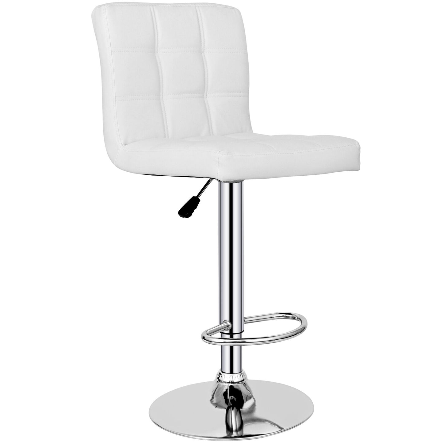 Set of 2 Adjustable Bar Stools PU Leather Modern Dinning Chair with White
