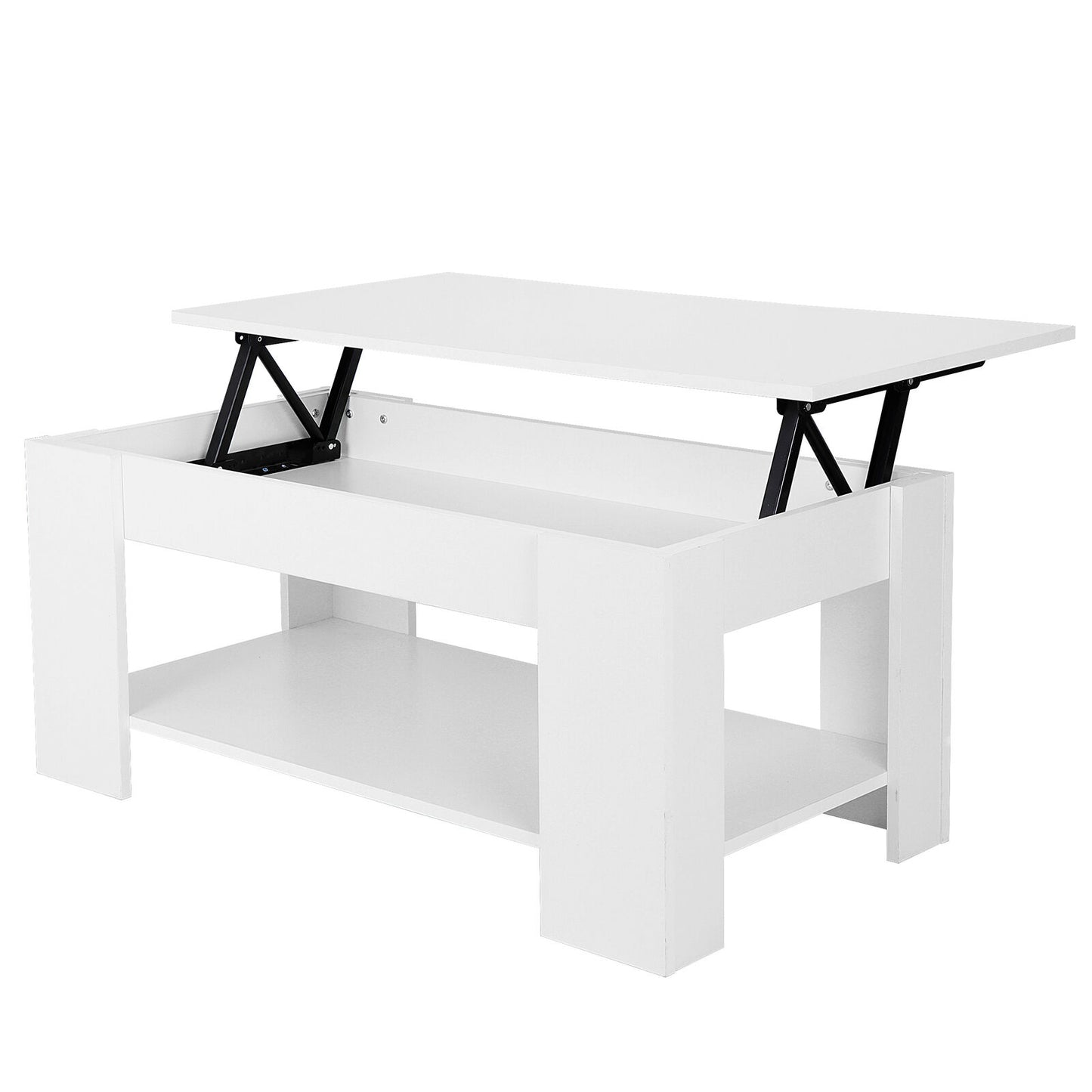 Modern Lift-up Top Tea Coffee Table Hidden Storage Compartment Furniture White