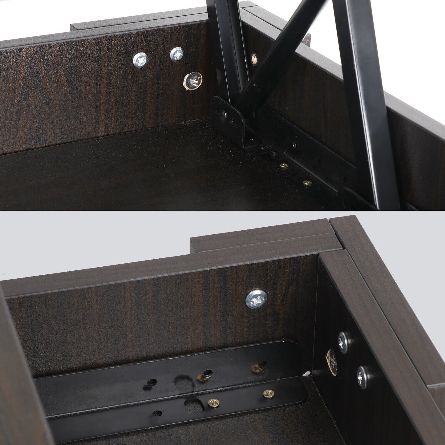 Lift Top Coffee Table w/Hidden Compartment Storage Shelves Cocktail Table Brown