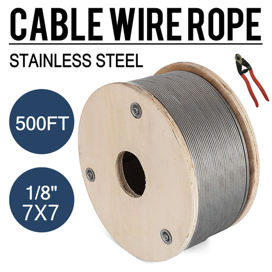 T316 1/8" Stainless Steel Cable Wire Rope 7x7 Cable Railing Kit 500FT