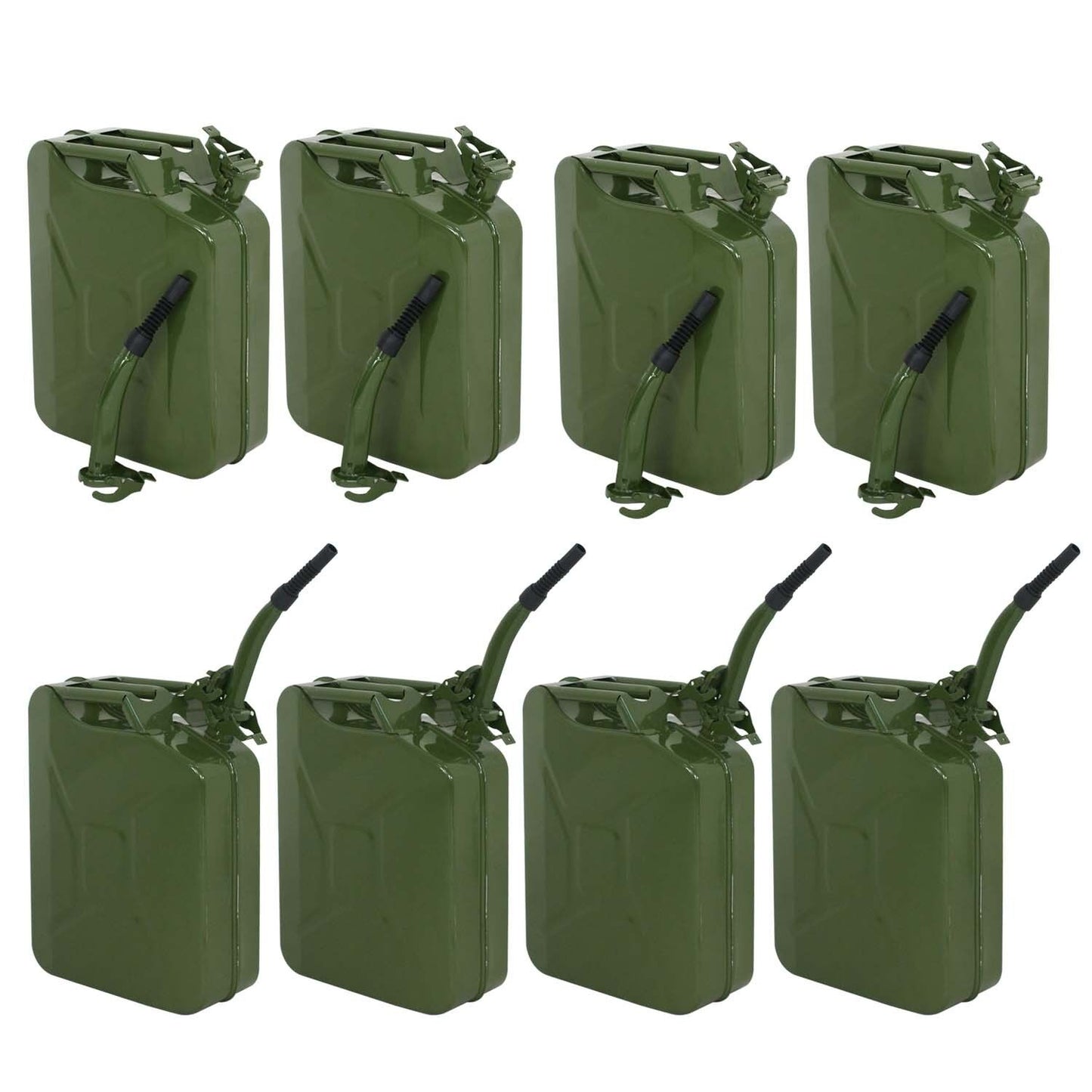 8PCS Jerry Can Green 20L 5 Gallon Backup Steel Tank Gas Gasoline Military Green