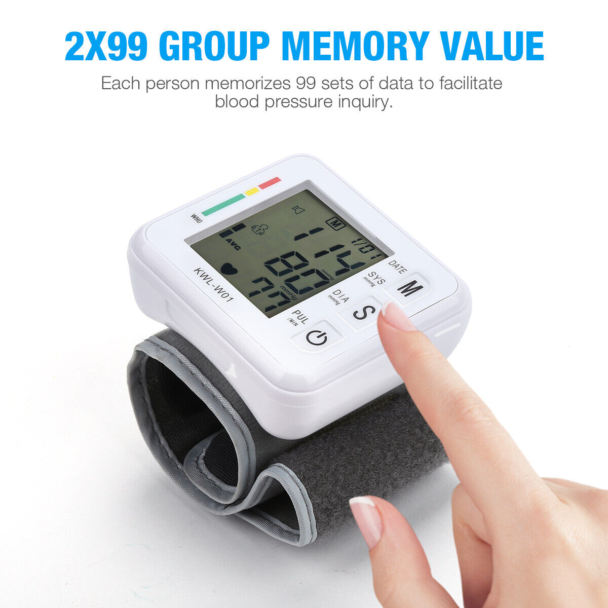 LCD Digital Wrist Blood Pressure Monitor BP Cuff Gauge Automatic Machine Tester