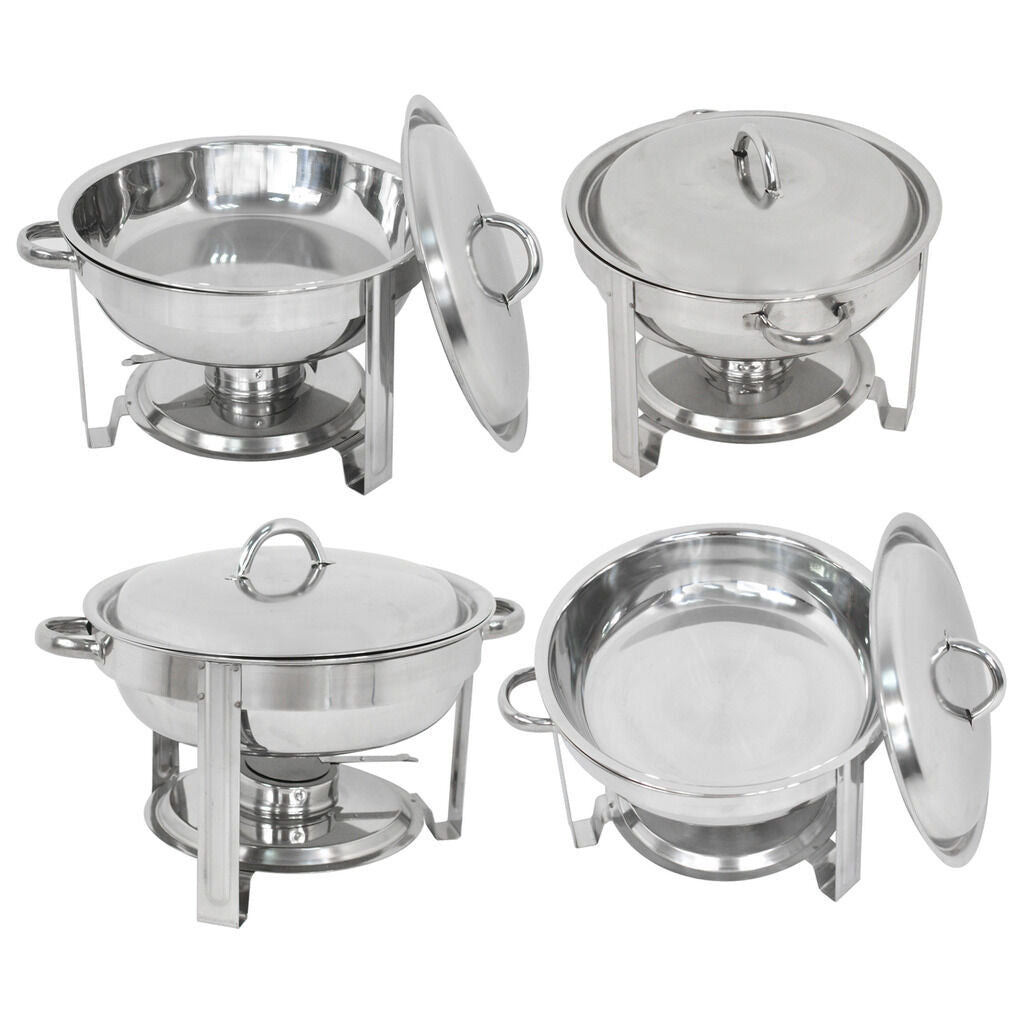 4 PACK CATERING STAINLESS STEEL CHAFER CHAFING DISH SETS 5 QT PARTY PACK