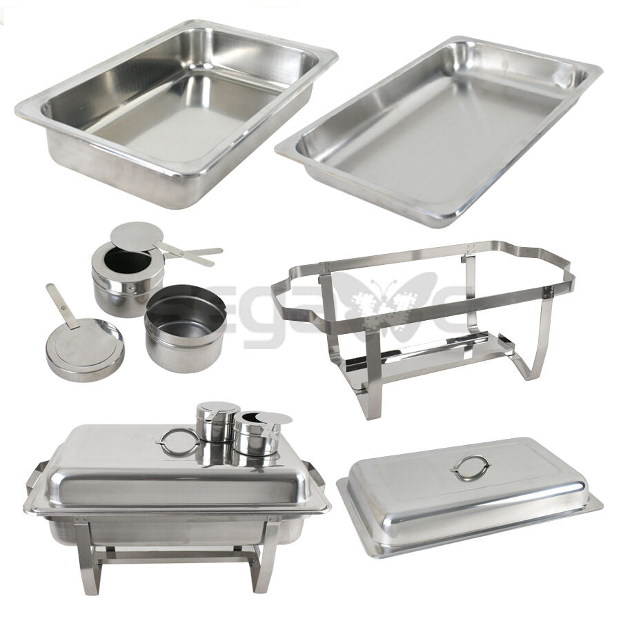 New 2 Pack of 8 Quart Stainless Steel Rectangular Chafing Dish Full Size