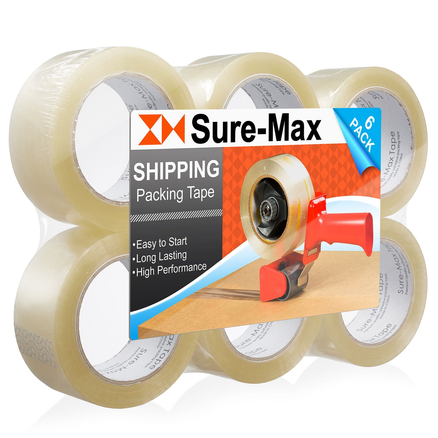 6 Rolls Carton Sealing Clear Packing Tape Box Shipping - 1.8 mil 2" x 110 Yards