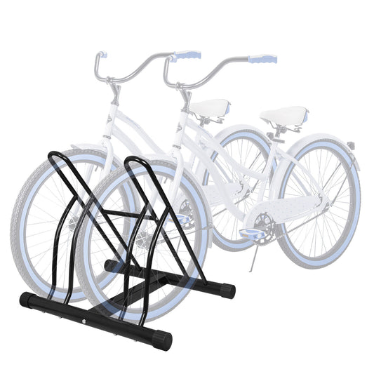 Two Bicycle Bike Stand Garage Floor Storage Organizer Cycling Rack Max Tire 2.5"
