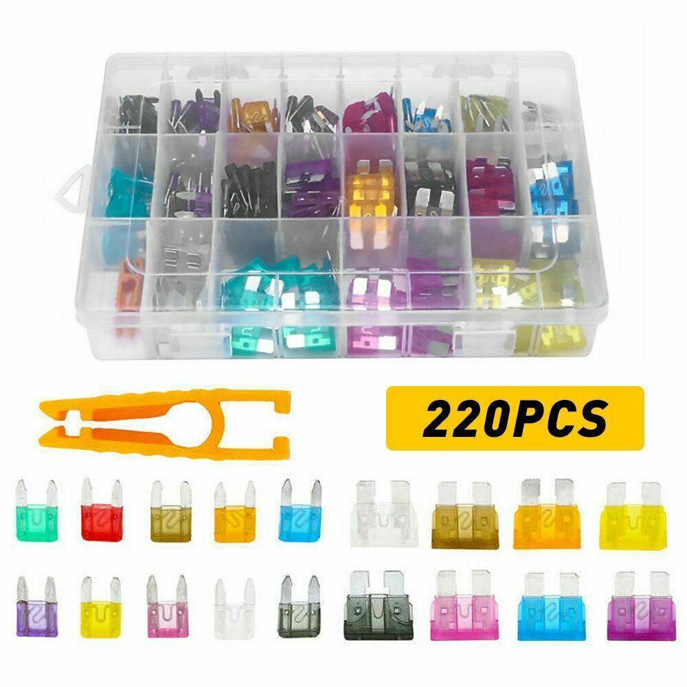 220pc Blade Fuse Assortment Auto Car Truck Motorcycle FUSES Kit ATC ATO ATM USA